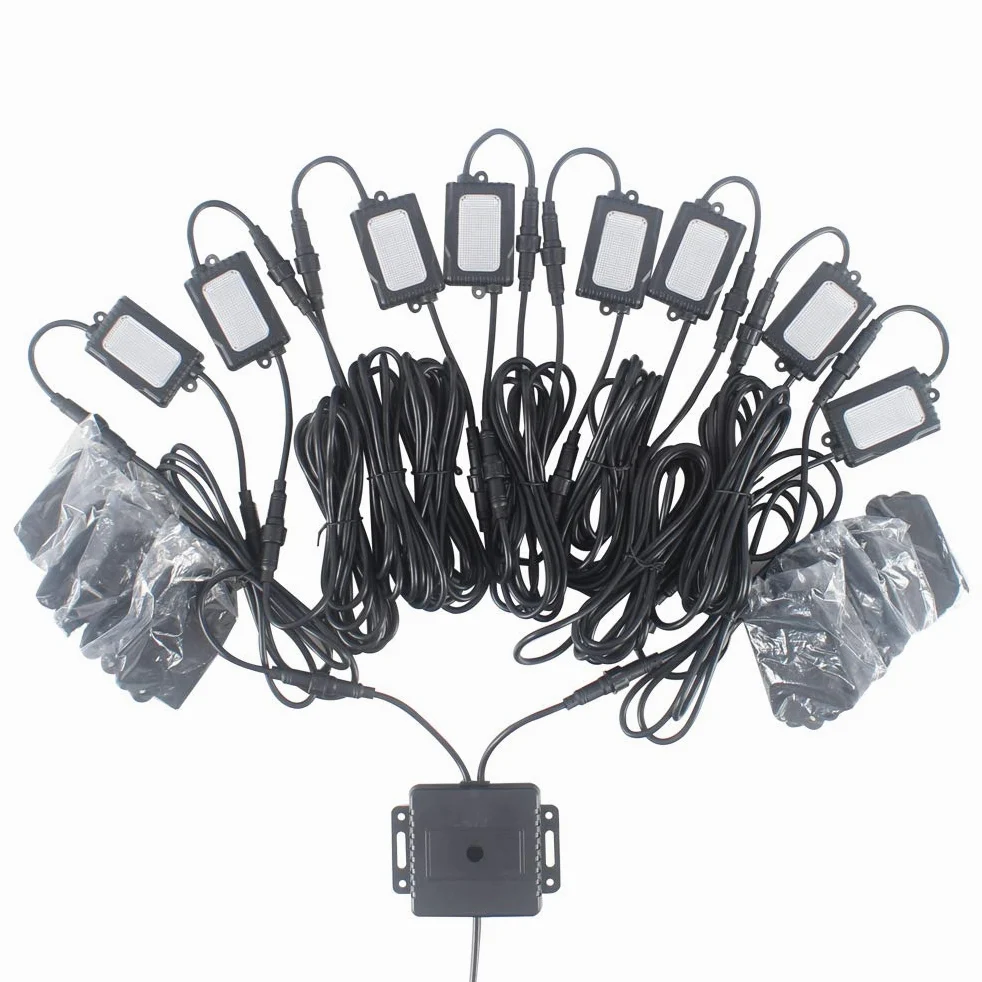 SXMA 8 Pods RGB Led Rock Luces Lampara Coche Camión Automóvil Impermeable Rock Luz Multicolor con Bluetooth Caja de Control para Offroad Barco Camión