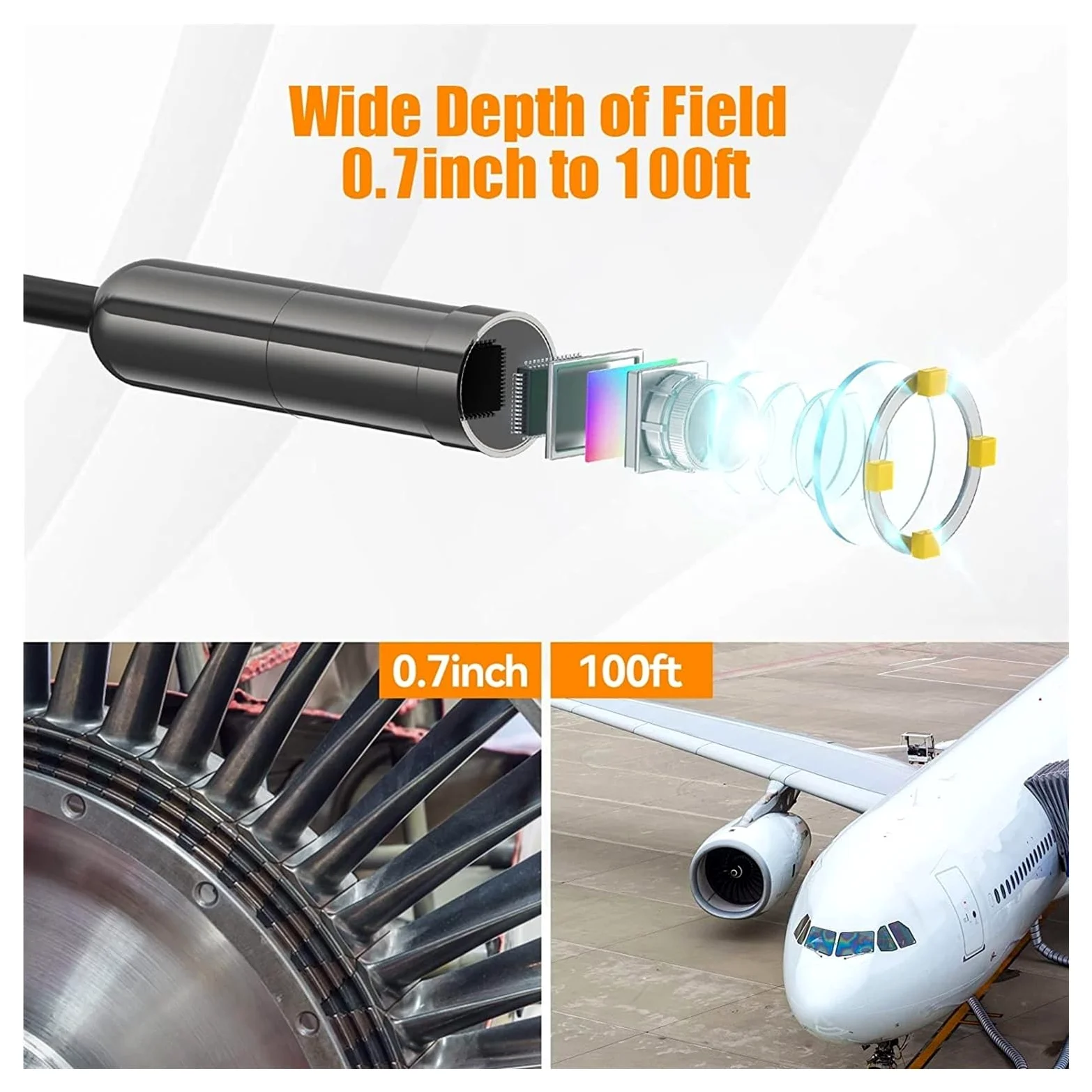 Cámara Endoscópica USB 3 En 1 De 5.0 MP, IP67, Enfoque Automático, Cable Rígido, Boroscopio Industrial For Teléfonos Móviles Imagen En HD