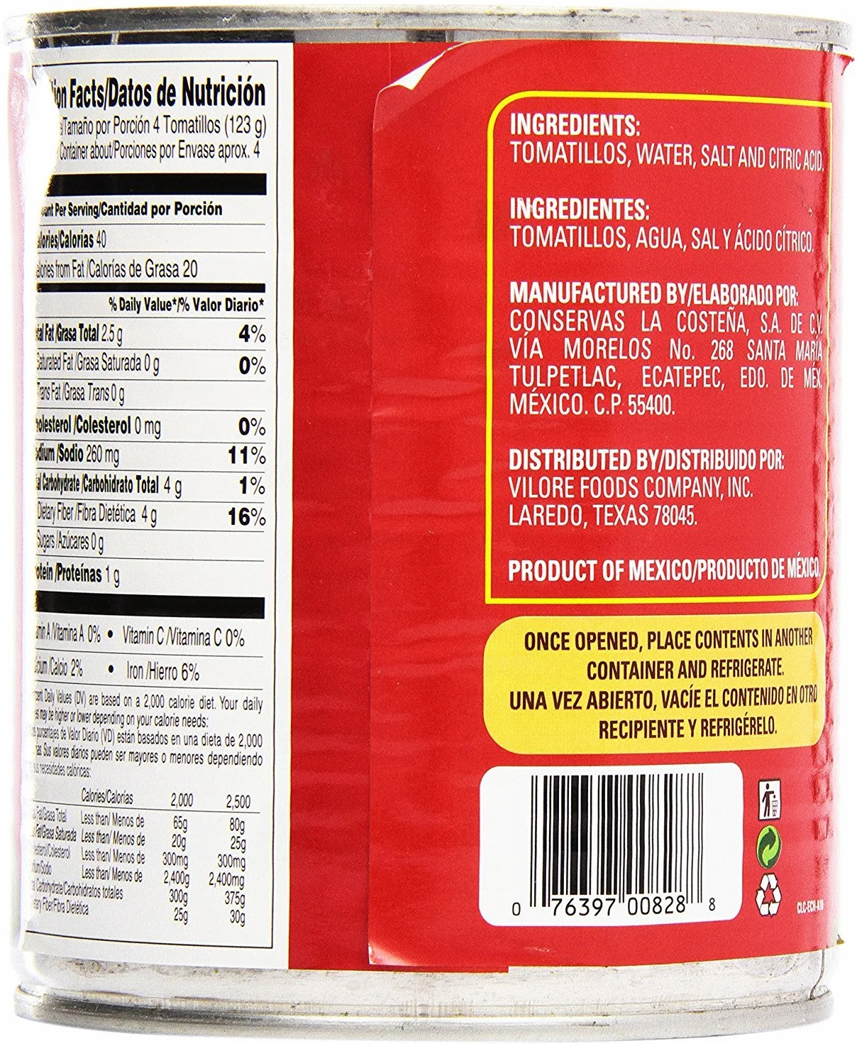 La Costeña entier Vert Tomatilles 794g