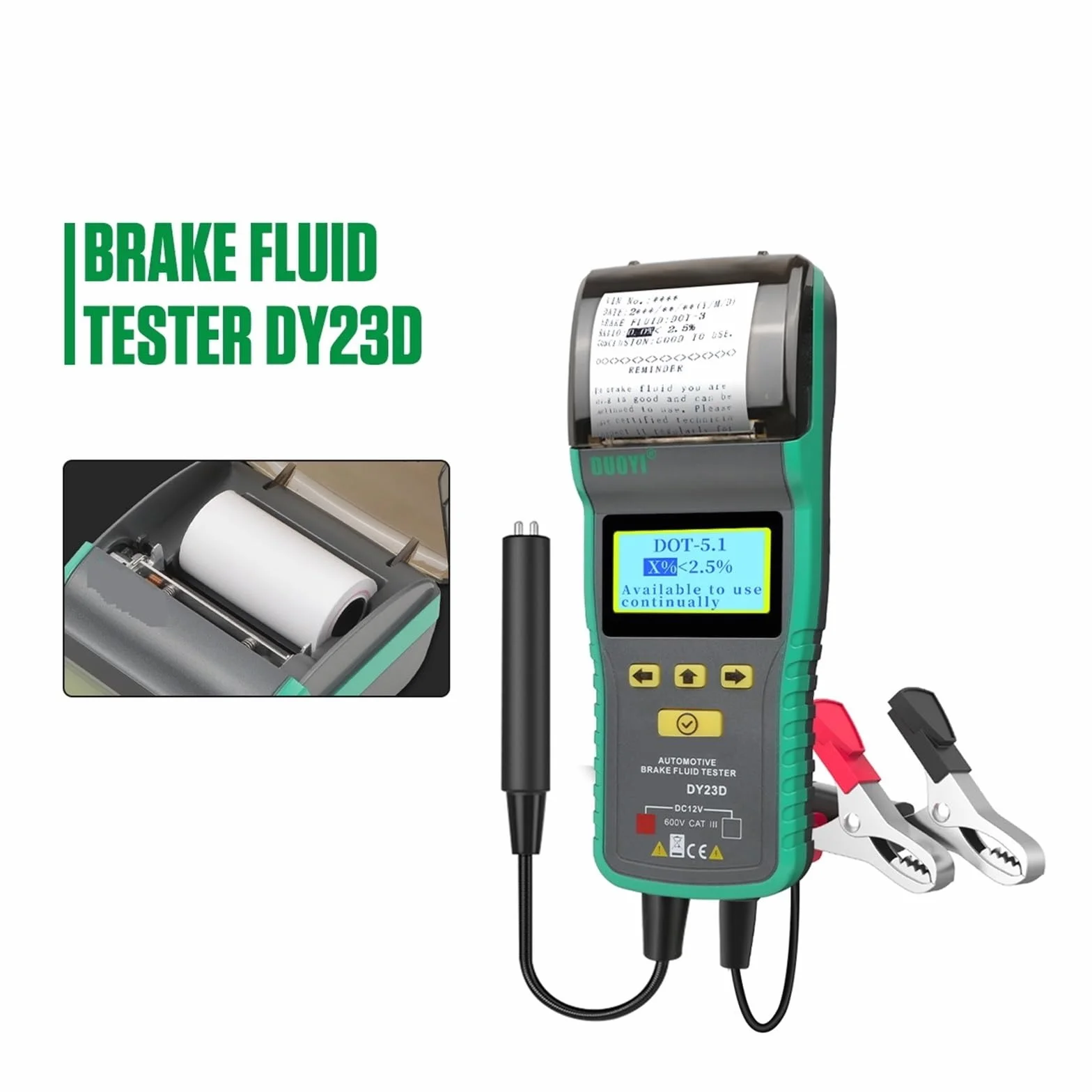 Comprobador Liquido de Frenos, Detector De Aceite De Frenos Impresora Multifuncional Prueba De Batería Probador De Aceite De Líquido De Frenos De Vehículo De Automóvil Herramientas