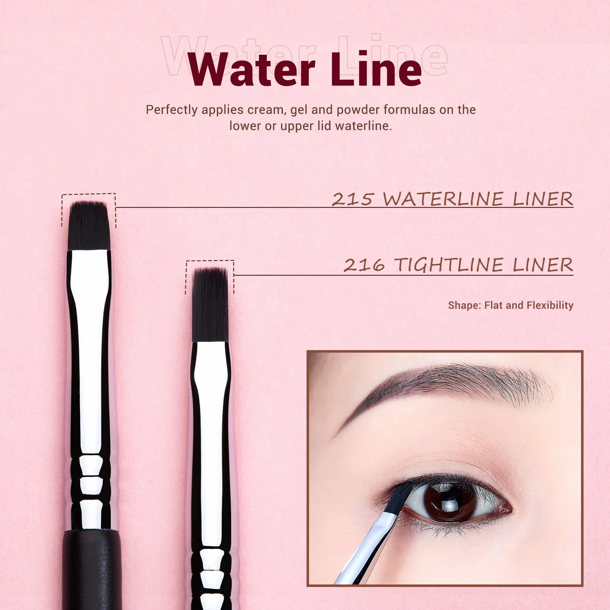 Jessup brochas de maquillaje ojos para delineador, 11pcs set de pinceles maquillaje ojos profesionales definir planos en ángulo con punta de lápiz doblada ultrafina para delineador precisión,T324