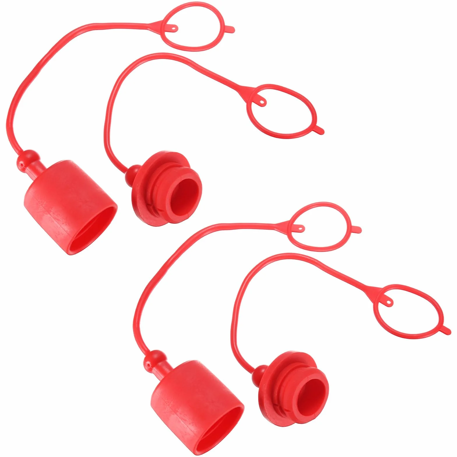 M METERXITY 2 Juegos De Tapa De Polvo Para Acoplador Hidráulico 1" ISO-B Cubiertas De PVC Con Anillo De Retención Tapones Para Conexiones Rápidas [Rojo]