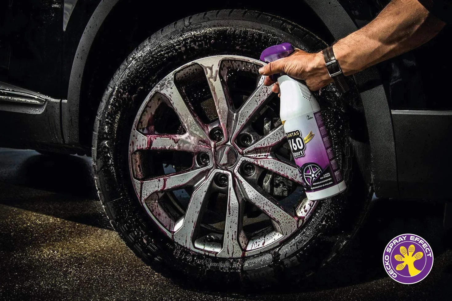 Sisbrill V60 Sport Limpia Llantas - Neutro y Seguro - Efecto Gecko Spray - 1 Litro