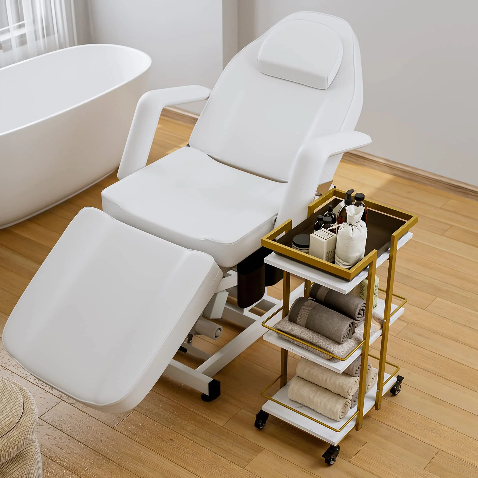Icoget Carro de esteticista con ruedas, carrito de 3 niveles para salón y belleza