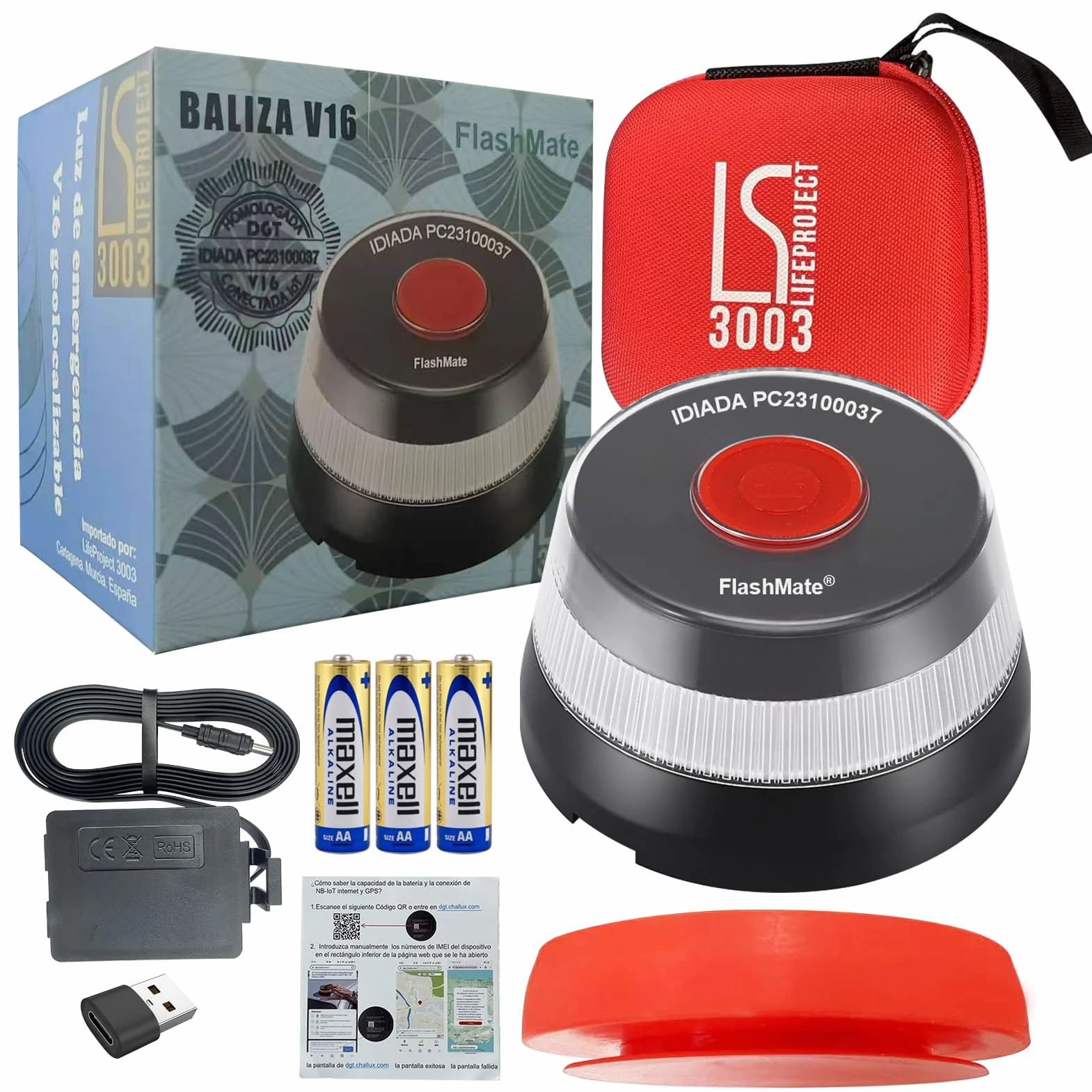 LifeProject3003 - Baliza v16 geolocalizada, v16 homologada dgt geolocalizacion 3.0, Baliza v16 homologada dgt con geolocalizador