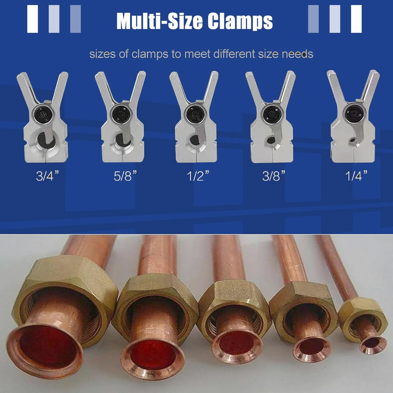 Kit de herramientas de ensanchamiento para tubos de cobre suave, aluminio y latón, ideal para HVAC, aire acondicionado, refrigeradores, reparaciones de automóviles, incluye herramienta de estampado y
