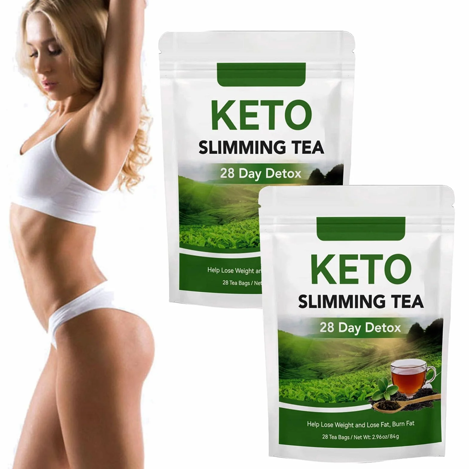 Té De Hierbas Naturales Adelgazante 28 Días Desintoxicación Cintura Estómago Plano Control De Peso 2pcs