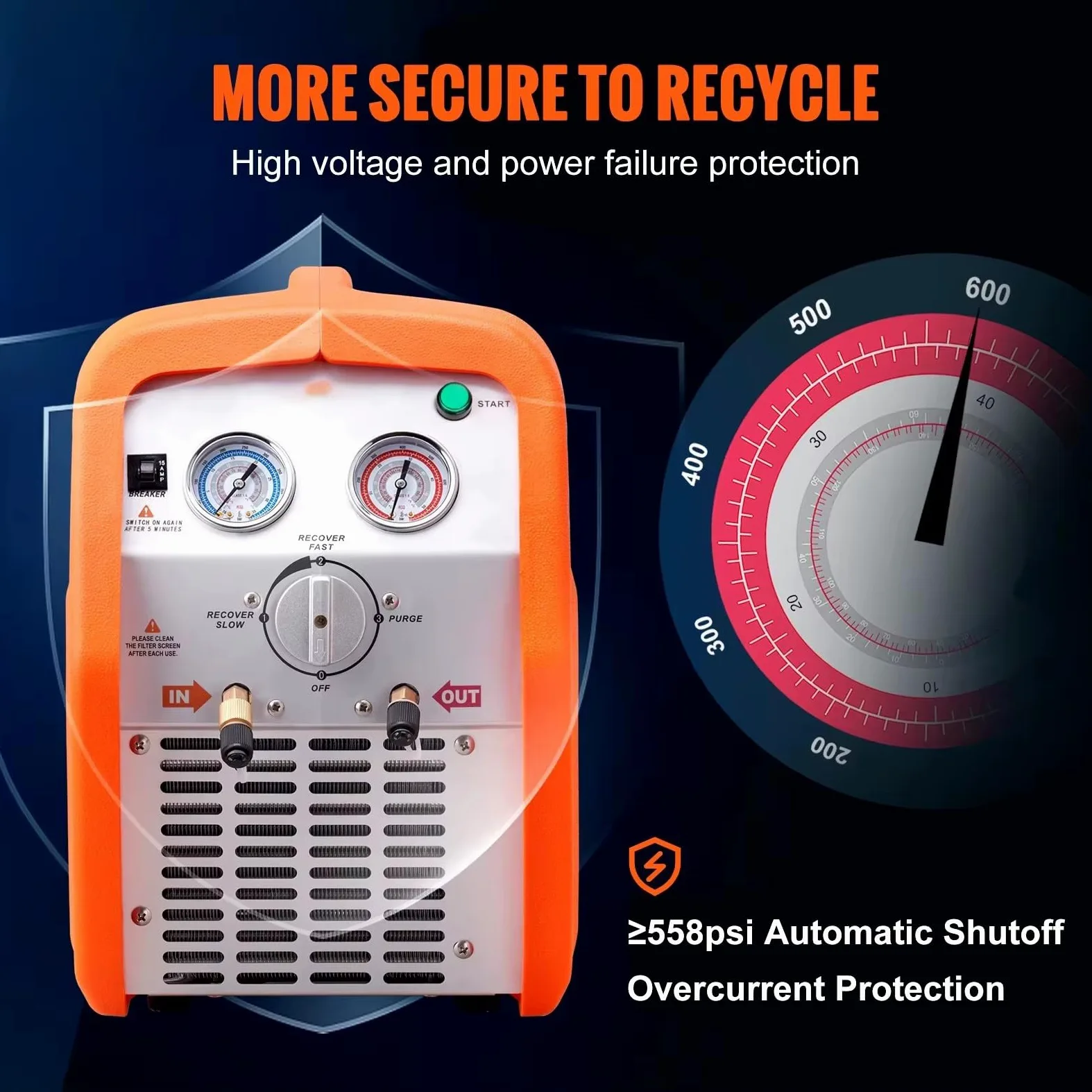 Máquina de recuperación de refrigerante de doble cilindro portátil 220-240 V 50 Hz para coche de vapor y aire acondicionado, solución de recuperación eficiente para sistemas