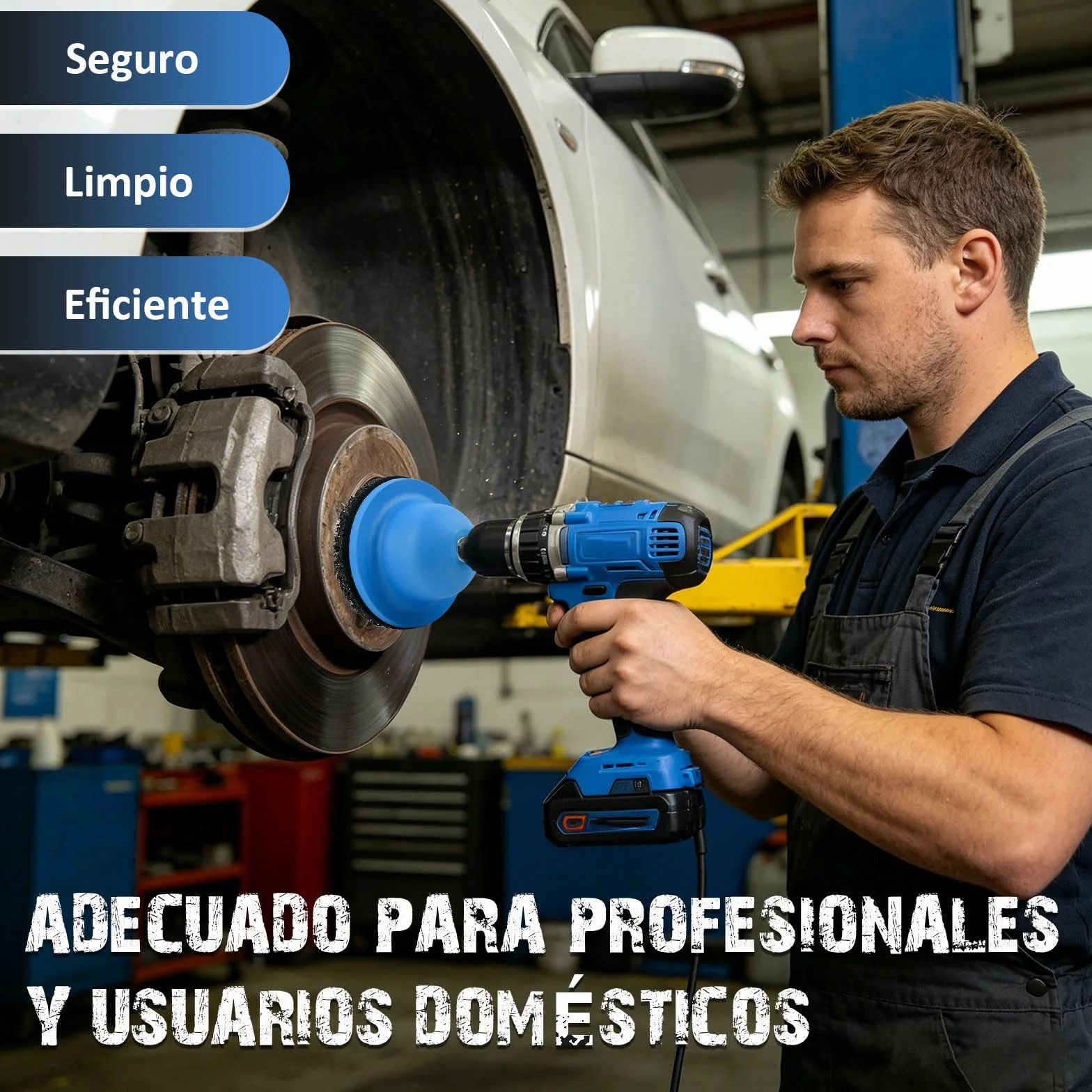 Limpiador de Buje, Lijador de Buje – D. int. 90 mm/D. ext. 150 mm, con Acoplamiento 1/2", para Cambio de Ilanta, Iimpieza de Buje, Eliminación de óxido, para Atornilladores a Batería