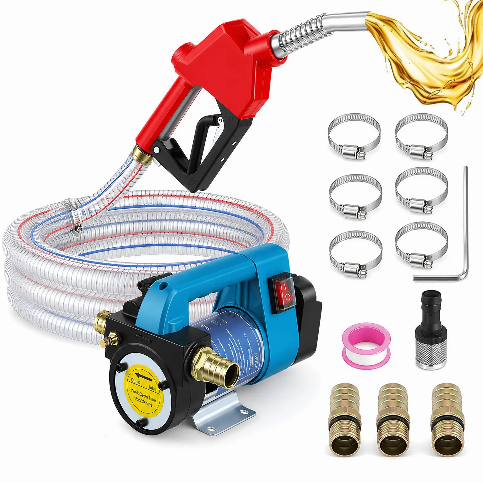 Bomba eléctrica inalámbrica diésel 45L/min compatible con Makita 18 V, bomba de aceite autocebante para diésel/queroseno, bomba de aceite portátil