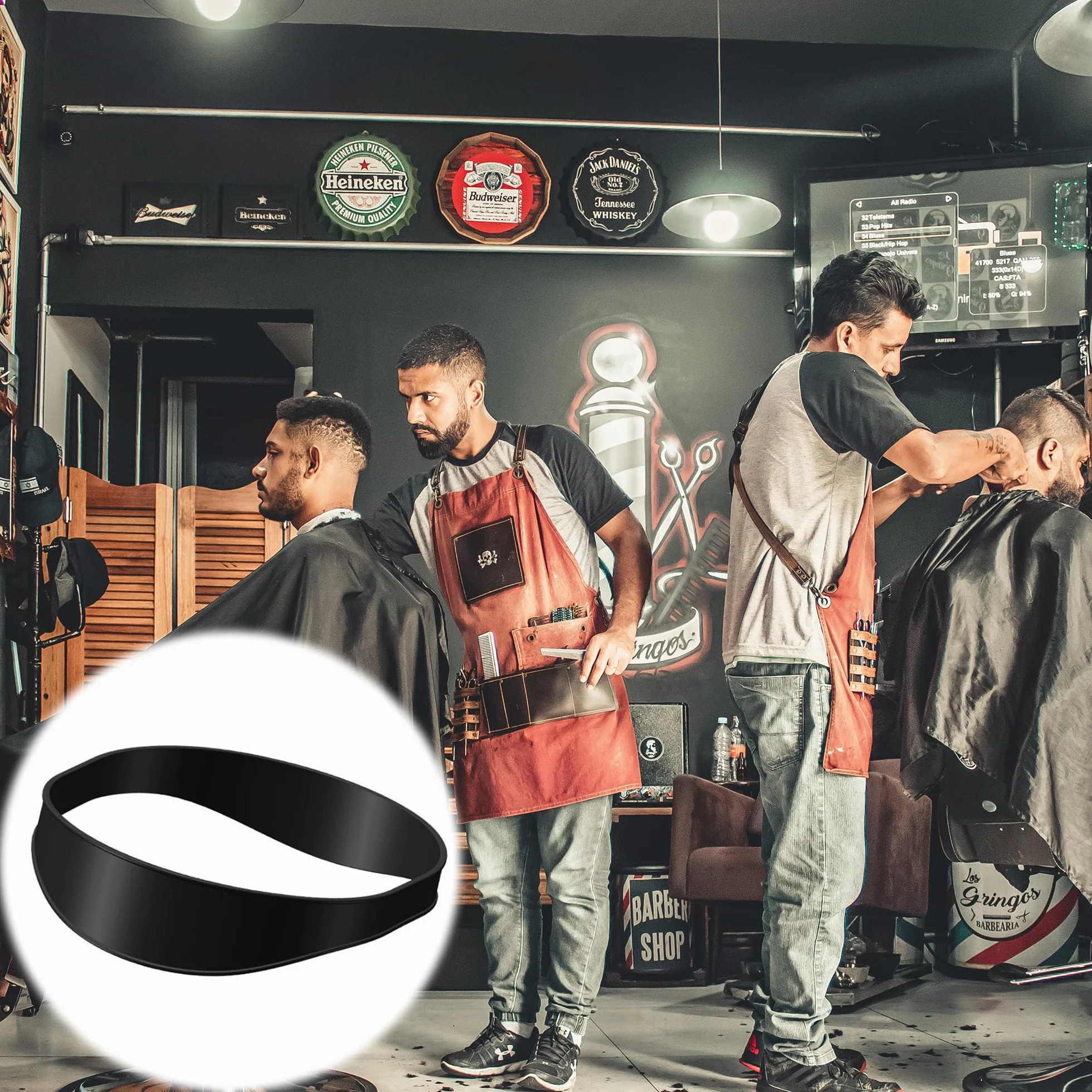 Banda de Corte de Pelo de Silicona, Guía Curvada para Afeitar, Plantilla de Afeitado Fácil, Autocorte de Cabello (Negro)