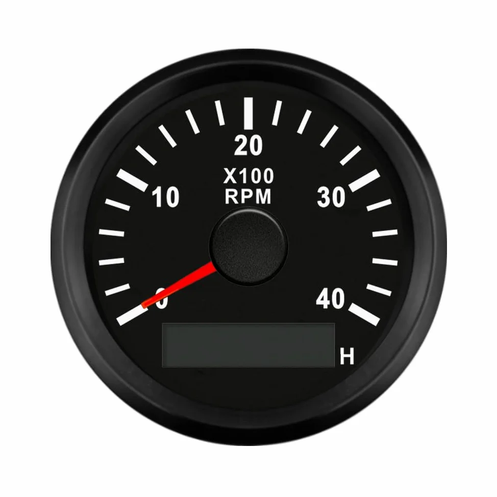 ELING Tacómetro de 52 mm medidor de calibre de 4000 RPM con retroiluminación roja con contador de horas para buques tractores