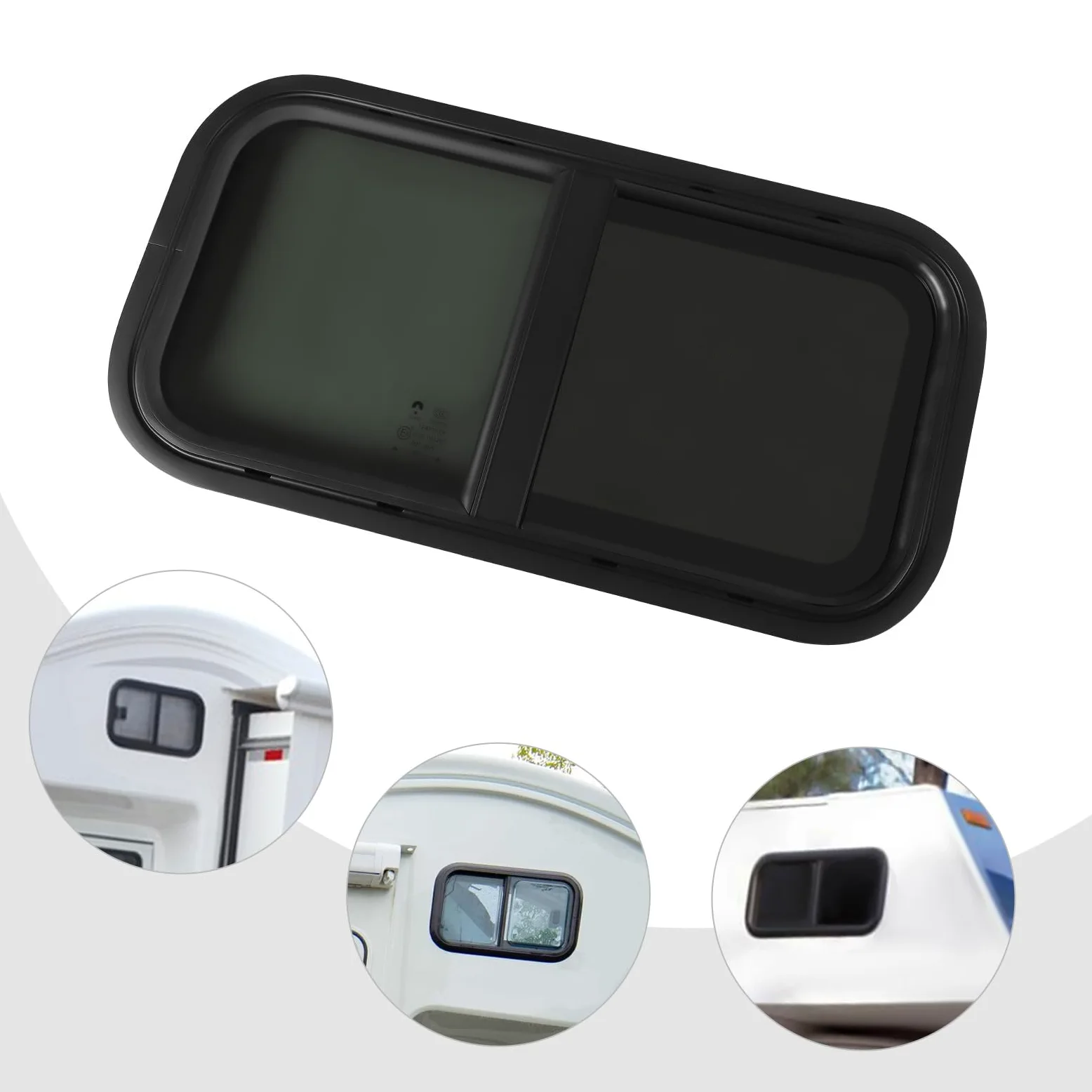 Ventana de caravana de 700 x 400 mm, para caravanas, con red de protección contra insectos, color negro, para autocaravanas, remolques y camionetas, instalación de sujeción para 46-60 mm de grosor