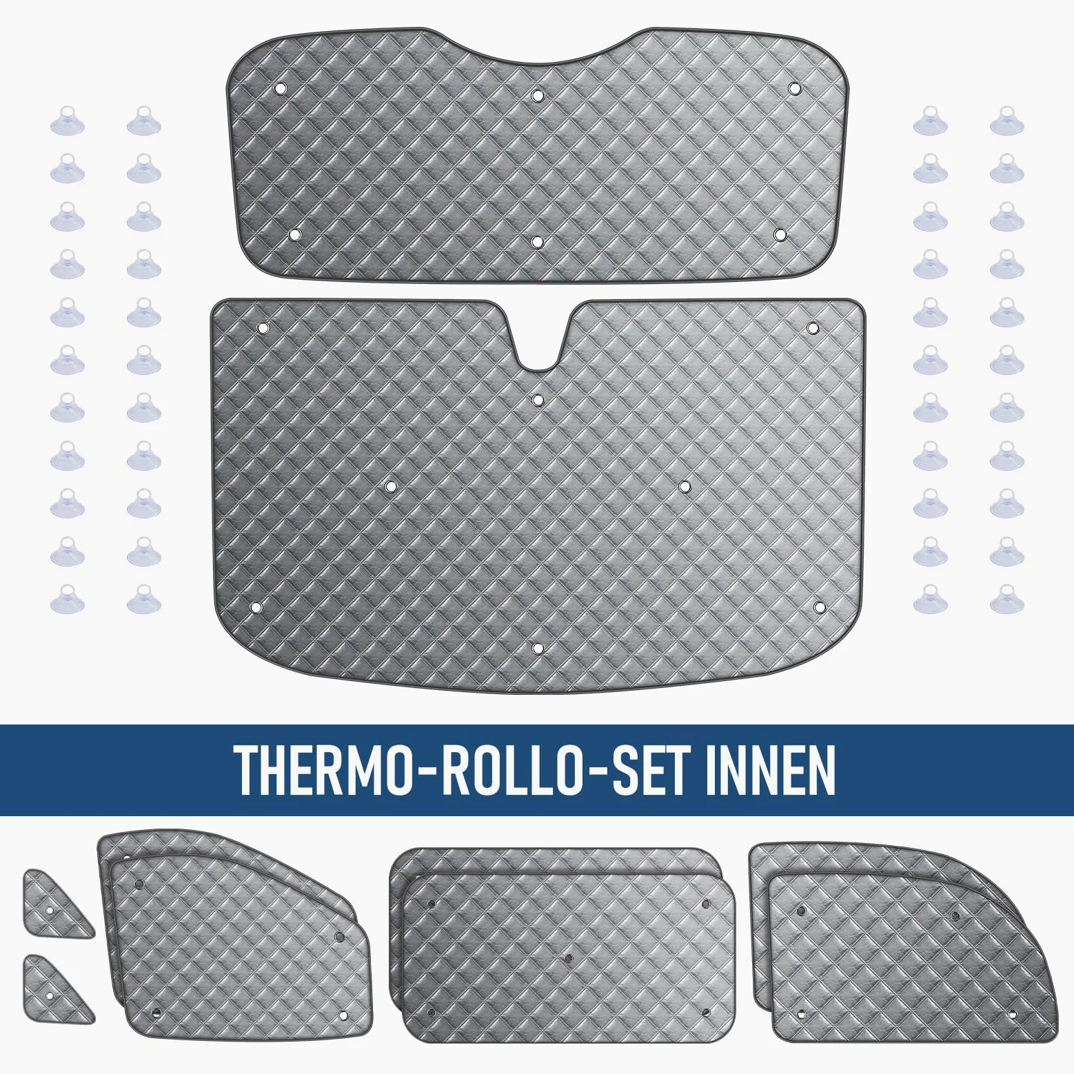 MaxAwe 10 unidades de alfombrilla térmica compatible con VITO III W447 2014-2024 SWB, parasol interior del coche para la cubierta del parabrisas delantero, juego de persianas térmicas, juego de