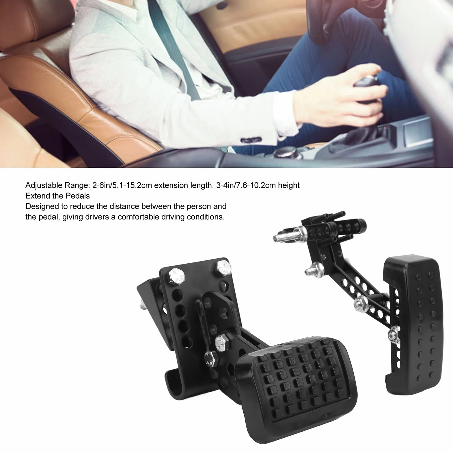 Extensores de Pedal de Gas y Freno para Conductores Cortos, Extensores de Pedal Automático para Gas y Freno de Coche, Longitud y Altura Ajustables, Universal para Coches, Karts