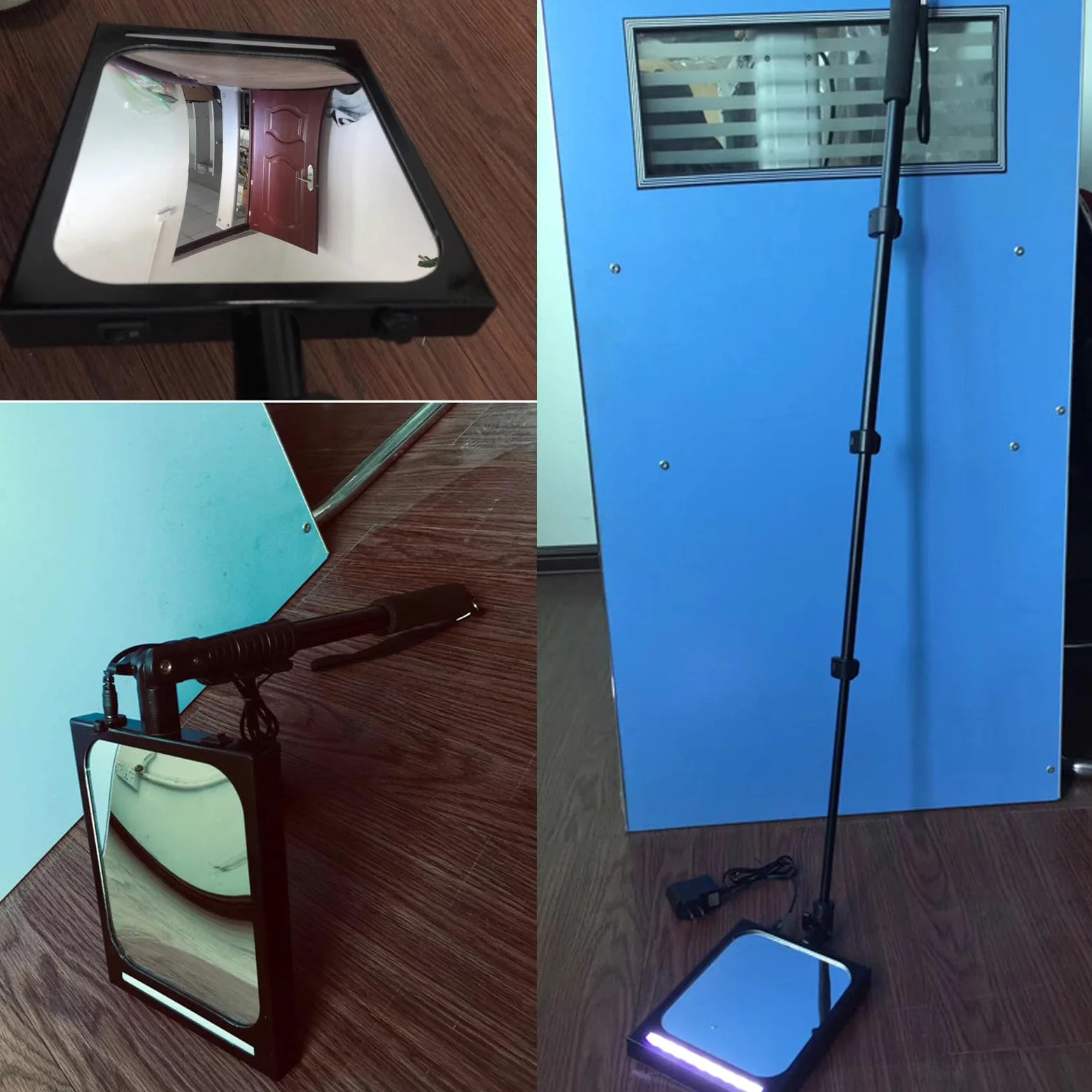 2 piezas de espejo de inspección de vehículos para el cuidado del hogar con luz LED, espejo de inspección de bajos con mango retráctil ajustable, equipo visual recargable para vehículos, para EE.