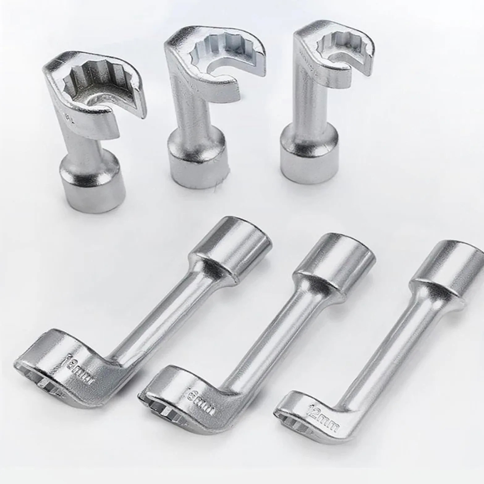 Juego de 6 Herramientas para inyectores de Combustible y Sistemas de Combustible de 1/2" con Llave de Tubo para inyectores de Combustible (12 mm, 14 mm, 16 mm, 17 mm, 18 mm y 19 mm).