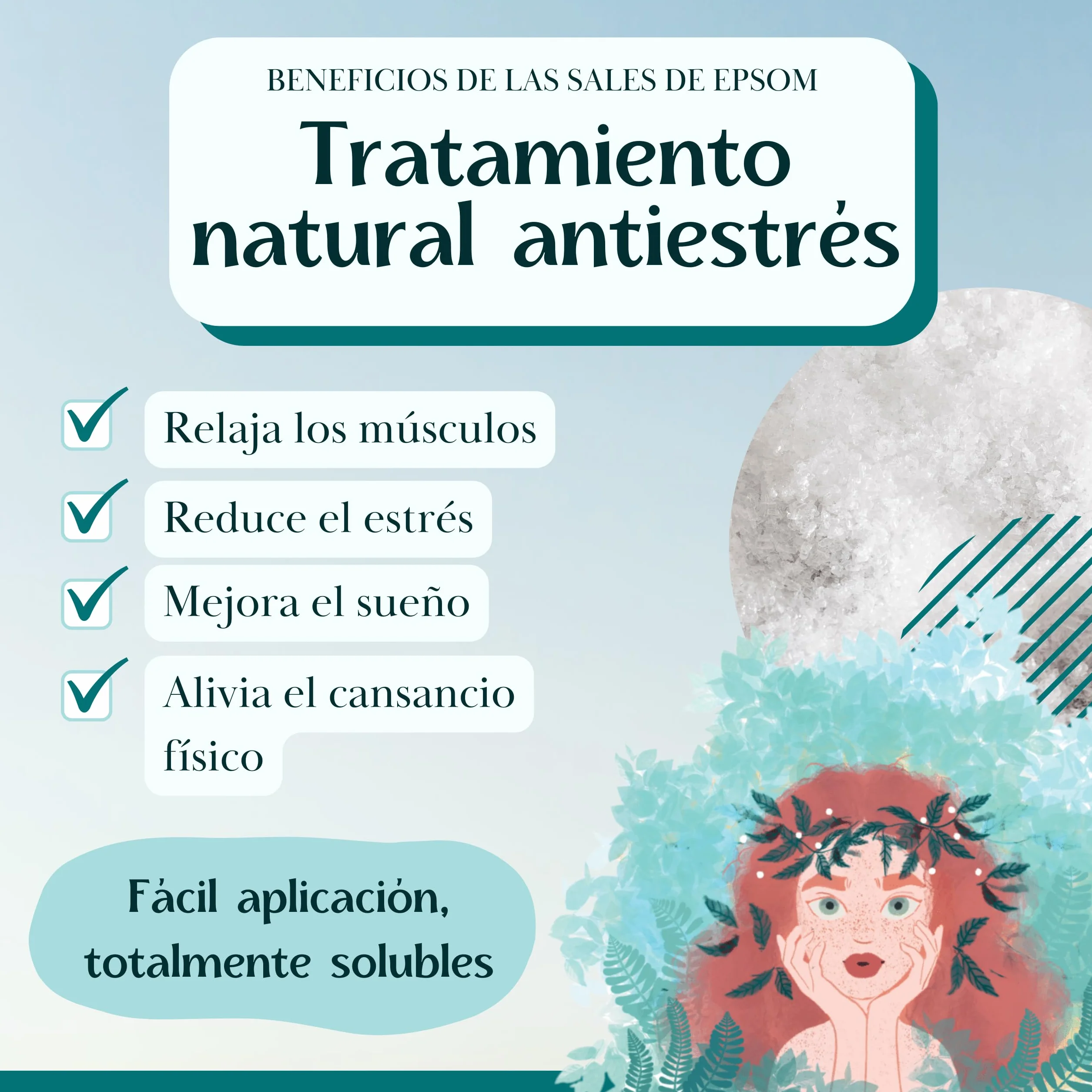 Magnesio para Baño y Pies Sales de Epsom 1kg Bienestar Relajación Muscular Revitalizante Sin Aditivos