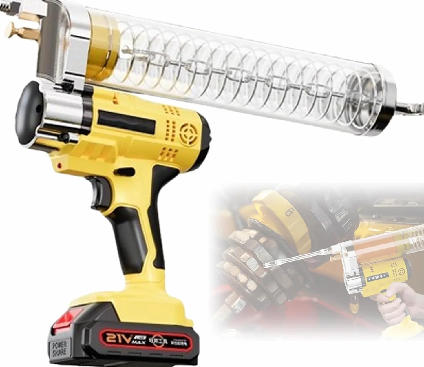Pistola de grasa inalámbrica 6000 PSI herramienta eléctrica para maquinaria pesada, excavadoras, cargadoras, vehículos de construcción, aplicación y mantenimiento eficientes de grasa