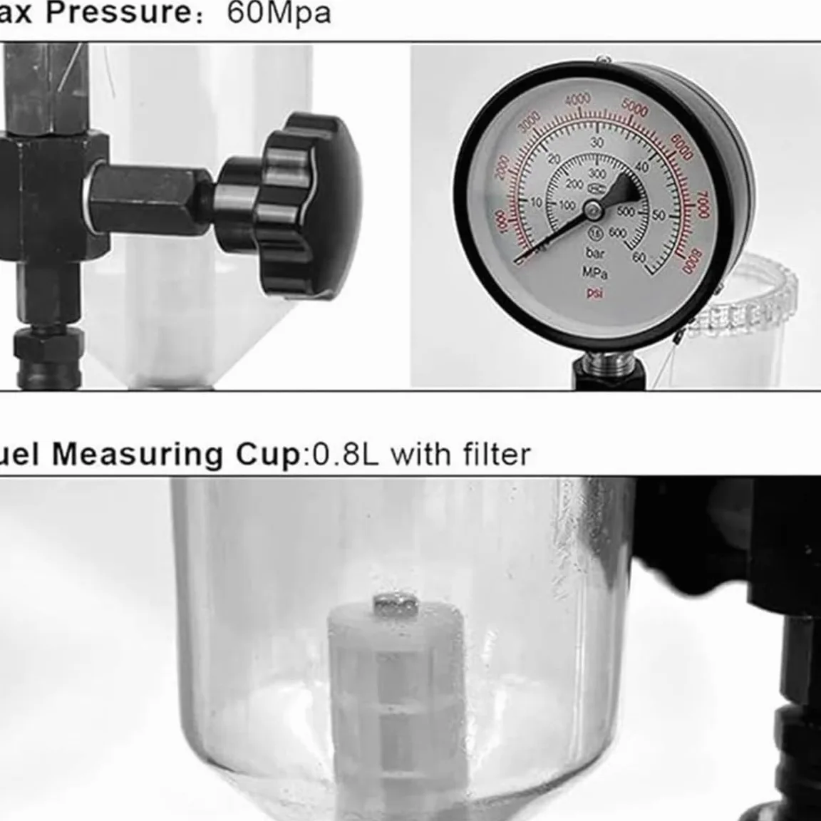 Kit De Compresión para Comprobador De Inyectores Diésel, Comprobador De Inyectores Common Rail, Detector Multifuncional para Comprobador Electromagnético De Inyectores Di,