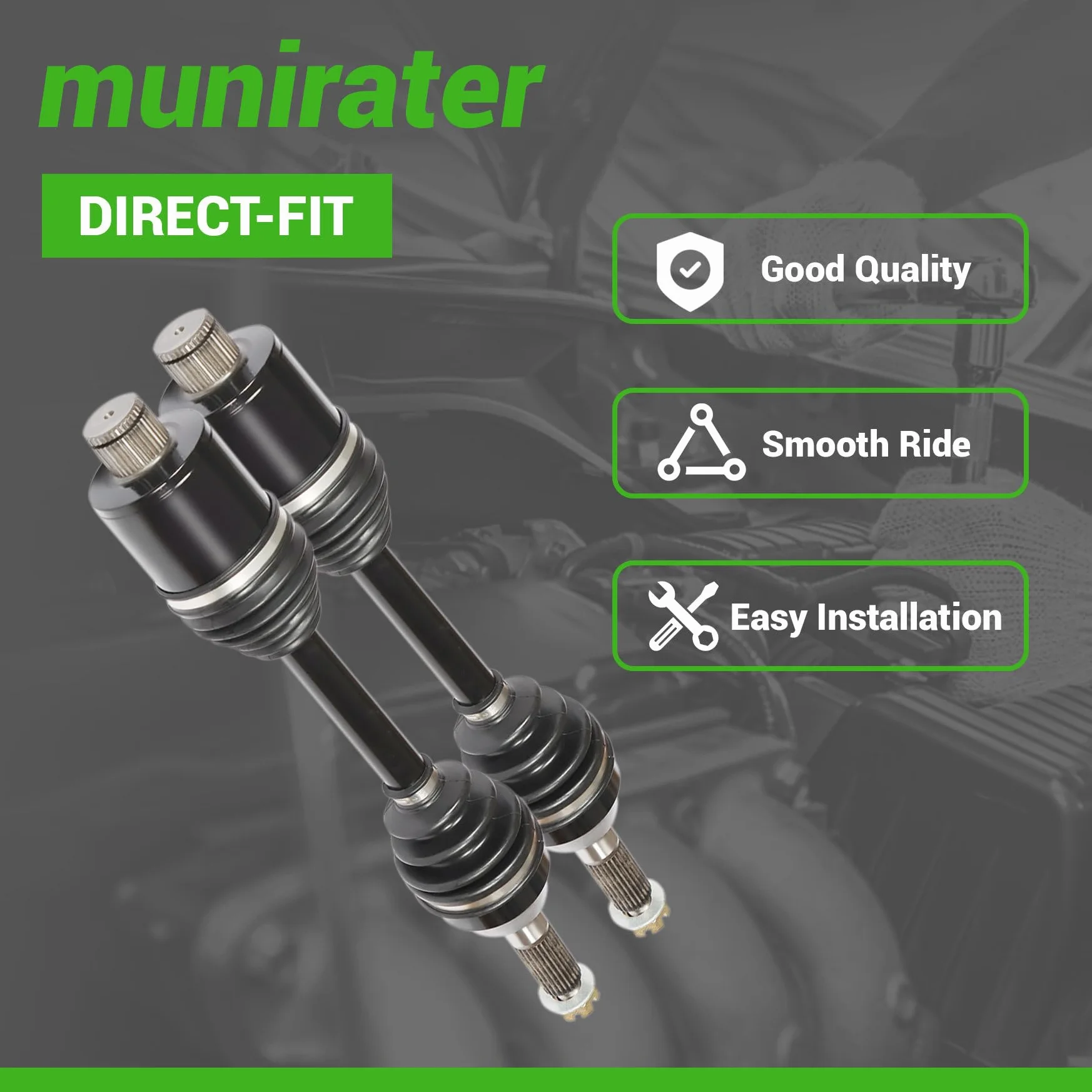 munirater Paquete de 2 ejes de transmisión trasero de alta resistencia para Polaris Sportsman 400 500 600 700 800 2003 2004 2005 1380240