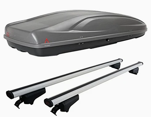 G3 - COFRE DE TECHO ALL-TIME 480 + BARRAS DE TECHO DE ALUMINIO MODELO CLOP PARA COCHES CON RAIL BAJO