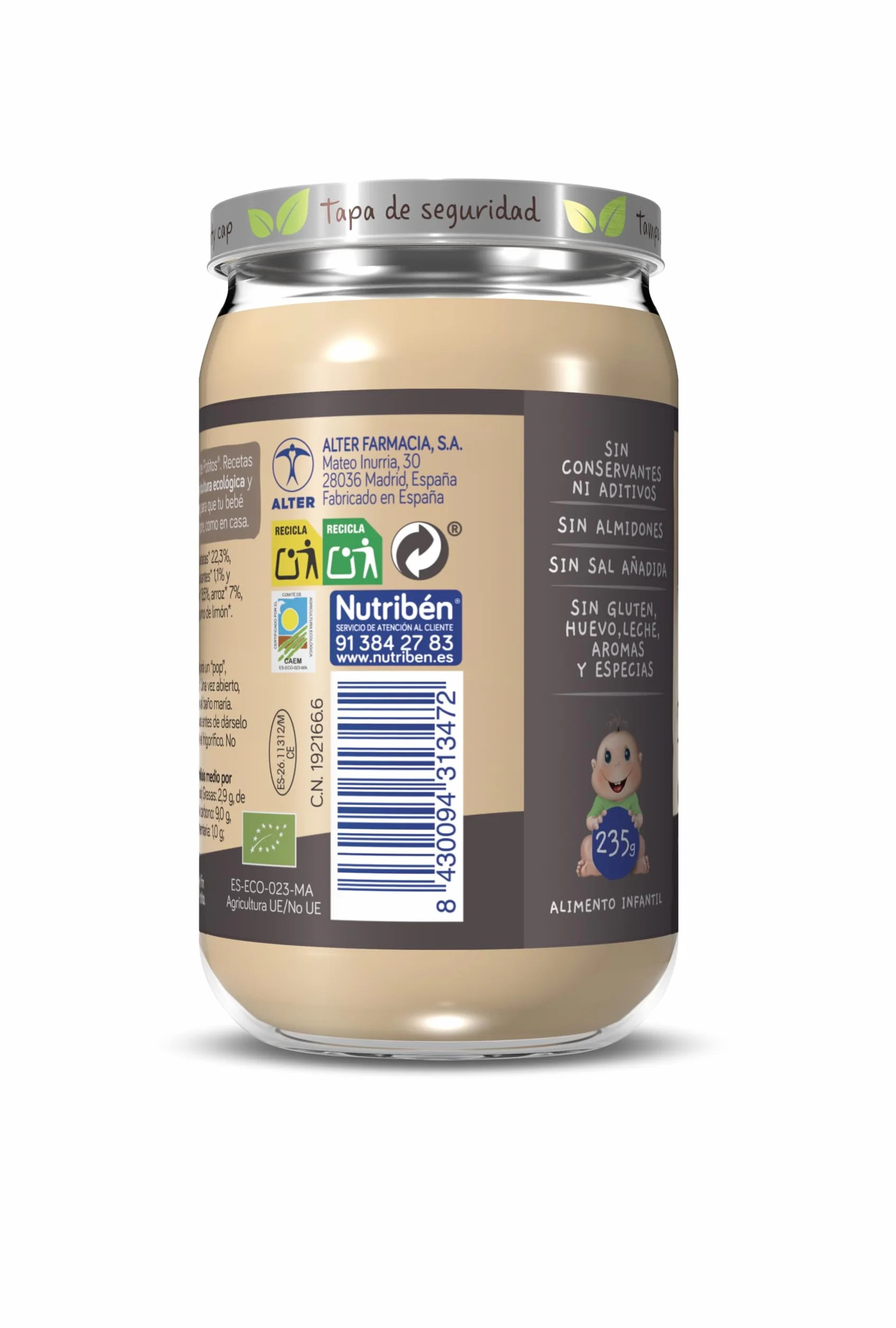 Nutribén EcoPotitos De Verduras De Huerta con Pavo - Ingredientes ecológicos - 6 x 235g
