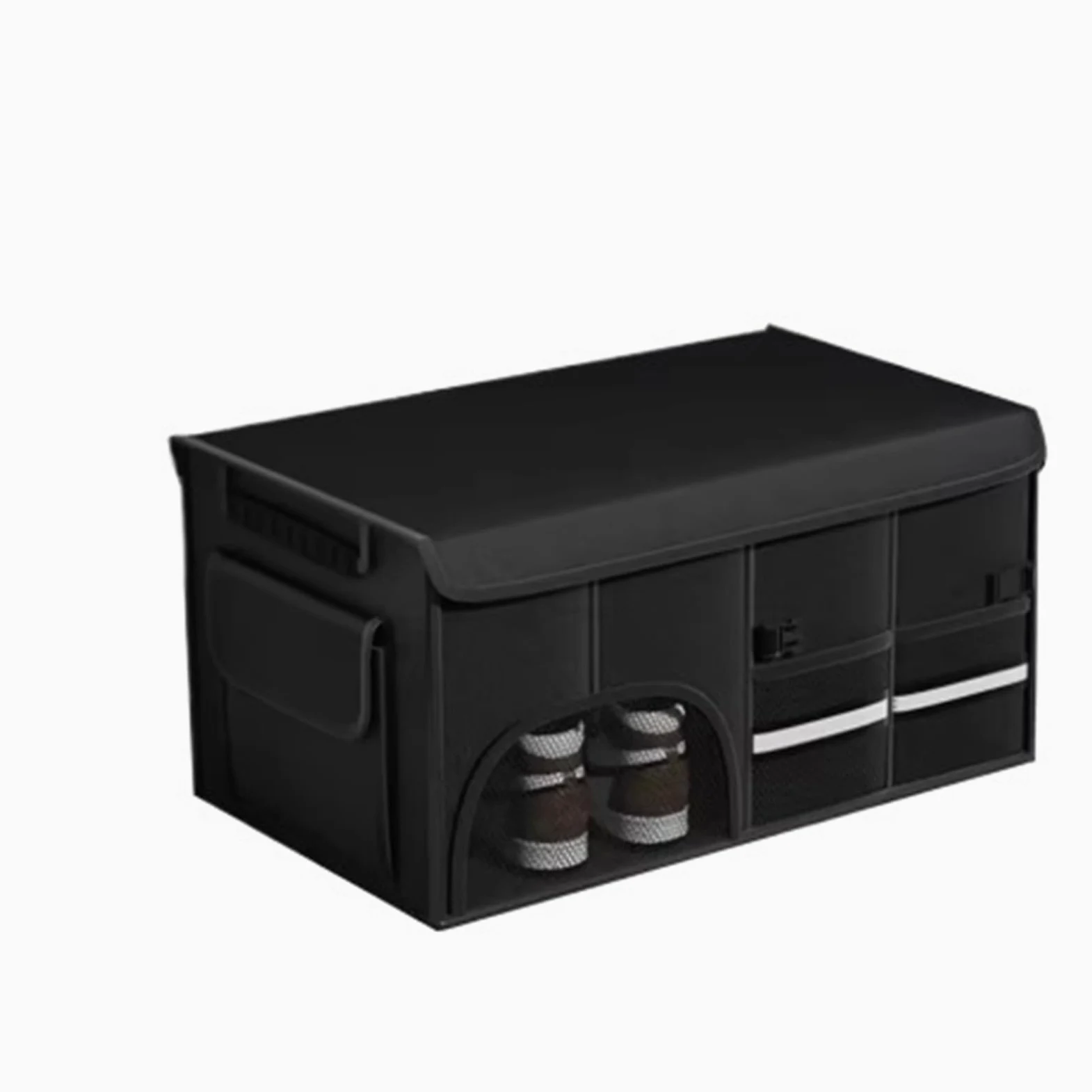 Almacén Antideslizante Durable‌ Organizador de maletero grande de 32/72 l para coche, plegable, con tapa, impermeable Almacenamiento para Coche‌(72L Black)