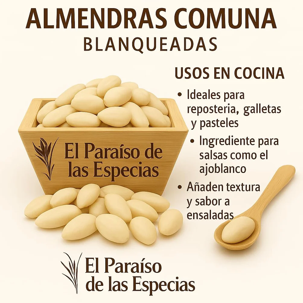 El Paraíso de las Especias Almendras Crudas Sin Piel 100% Naturales para Repostería