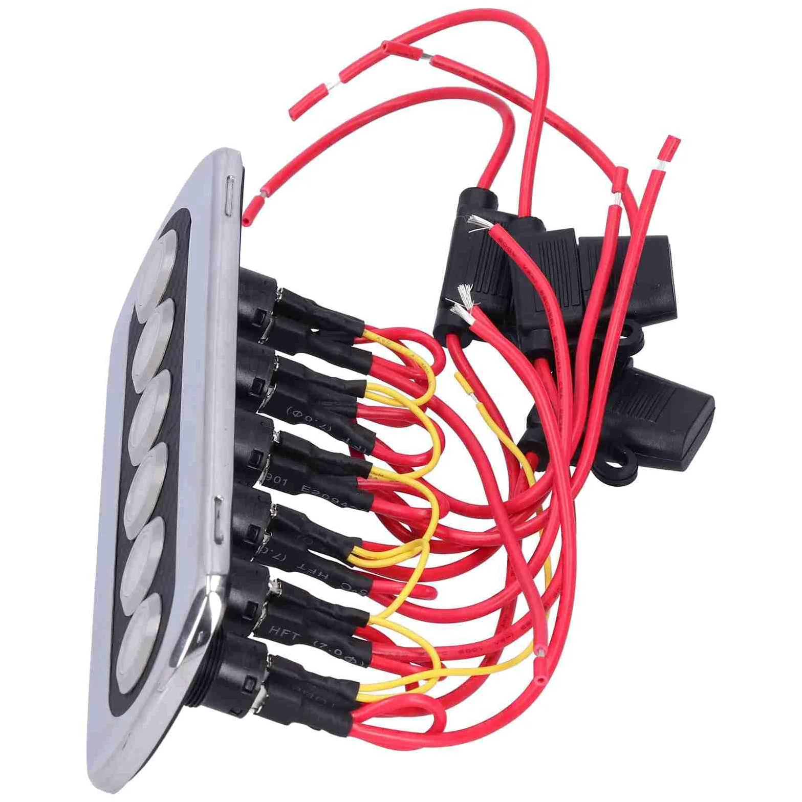 Panel de Interruptor de Fibra de Carbono de 12V 20A con Retroiluminación LED para Modificación Impermeable de Yates y Vehículos Recreativos