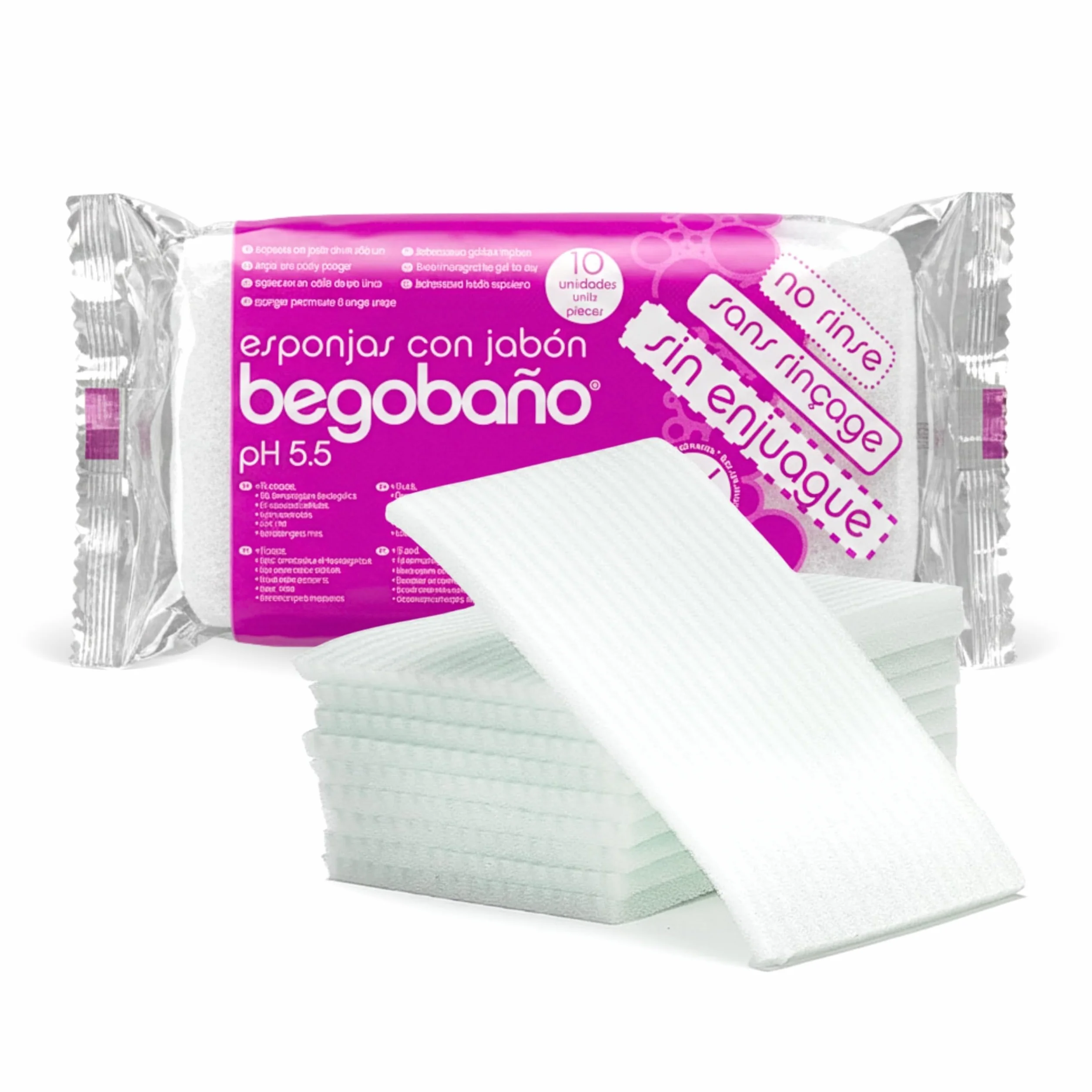 Begobaño Esponja Jabonosa Desechable Sin Aclarado 10 Unidades