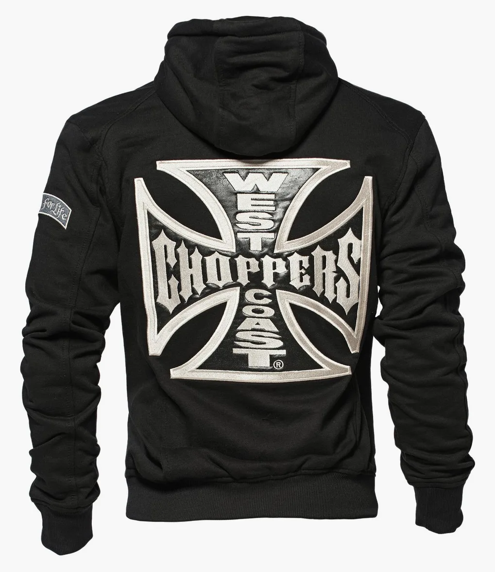 West Coast Choppers Sudadera con Capucha y Panel Cruzado, Color: Negro