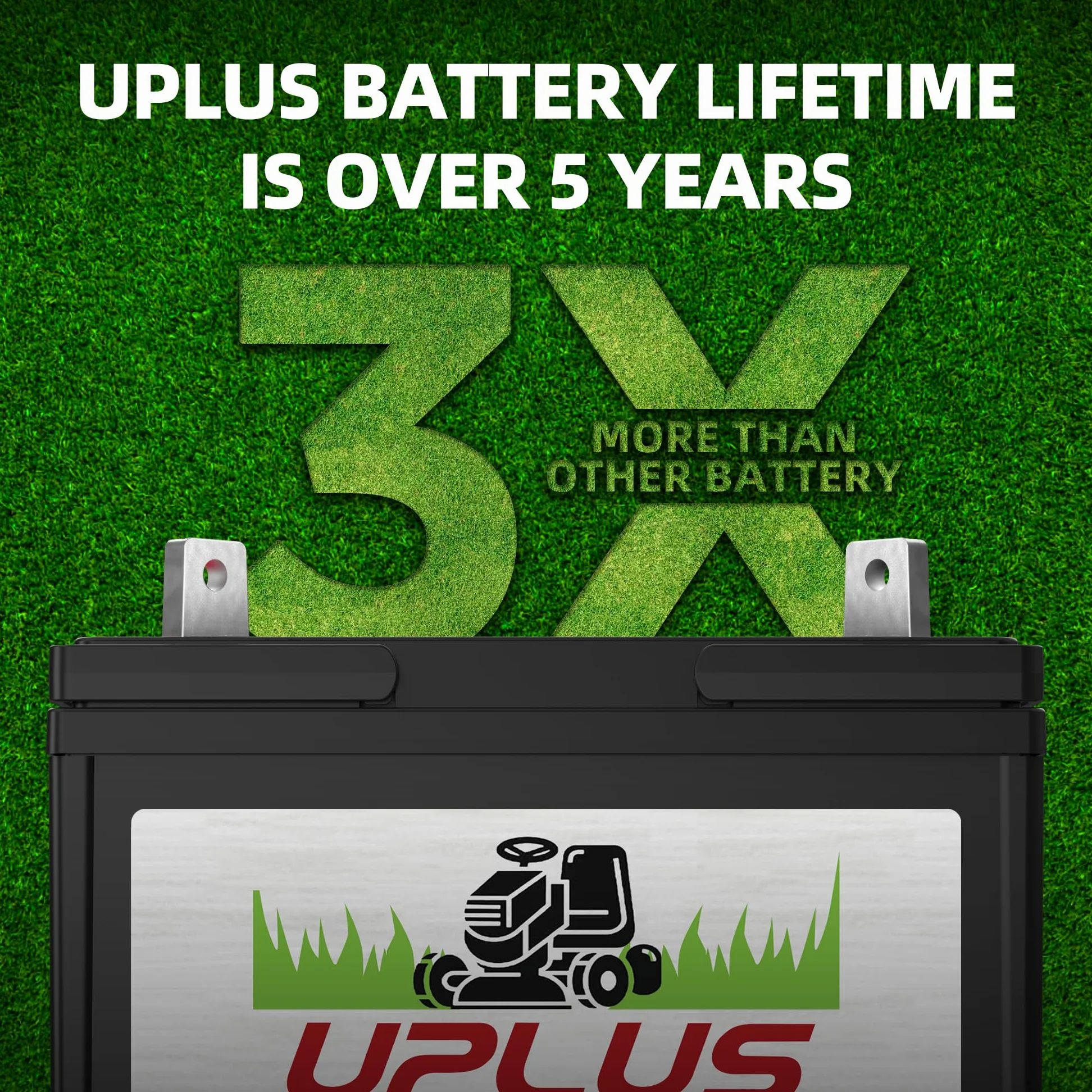 UPLUS U1 - Batería para cortacésped, 12 V, 330 CCA para tractores de jardín | Baterías AGM sin mantenimiento, aptas para John Deere, Cub Cadet, Husqvarna, Craftsman, Toro, Ariens, Poulan Pro y Troy-Bilt