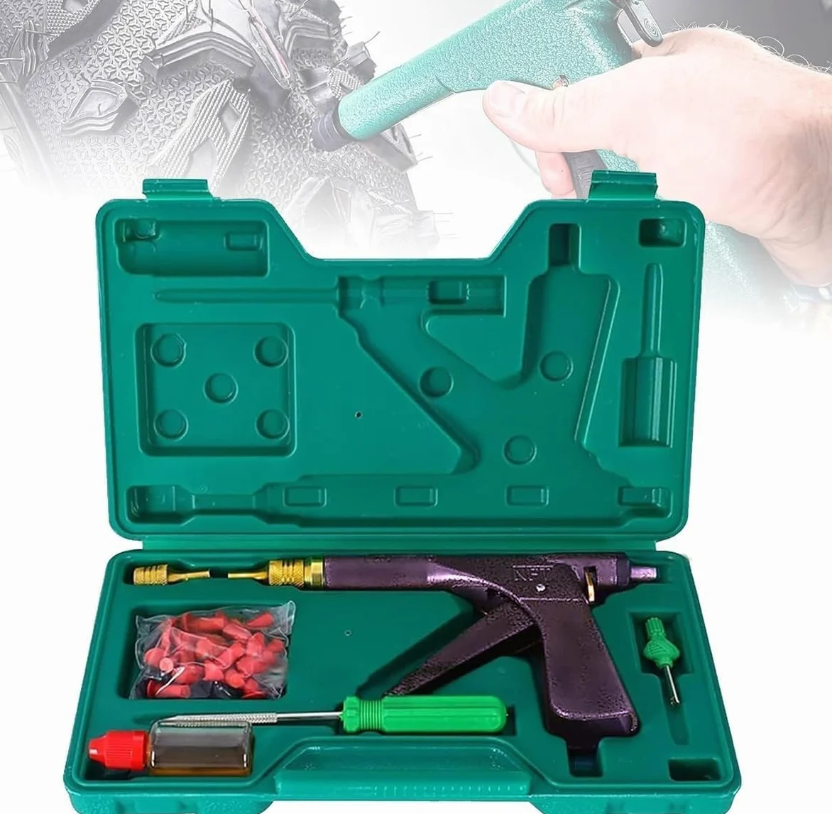 Glorivox Rapid Plug 2.0 Reparación De Neumáticos Rapid Plug 2.0 El Kit De Tapones para Neumáticos Rapidplug 2.0 Kit De Reparación De Neumáticos con Tapones Pinchazos Y Pin, B Set