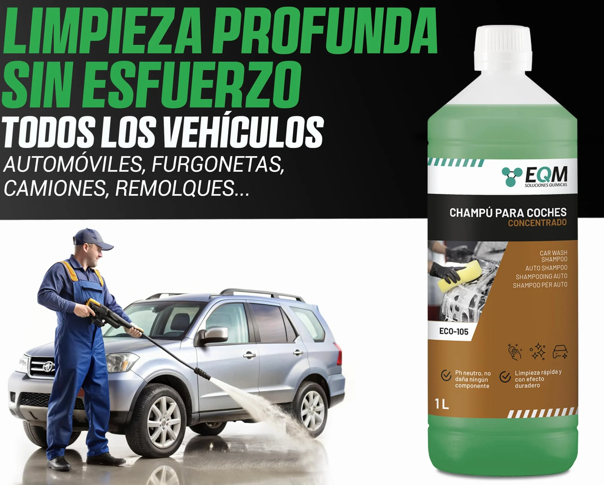 Champú Concentrado para Coche ECO-105 1L pH Neutro