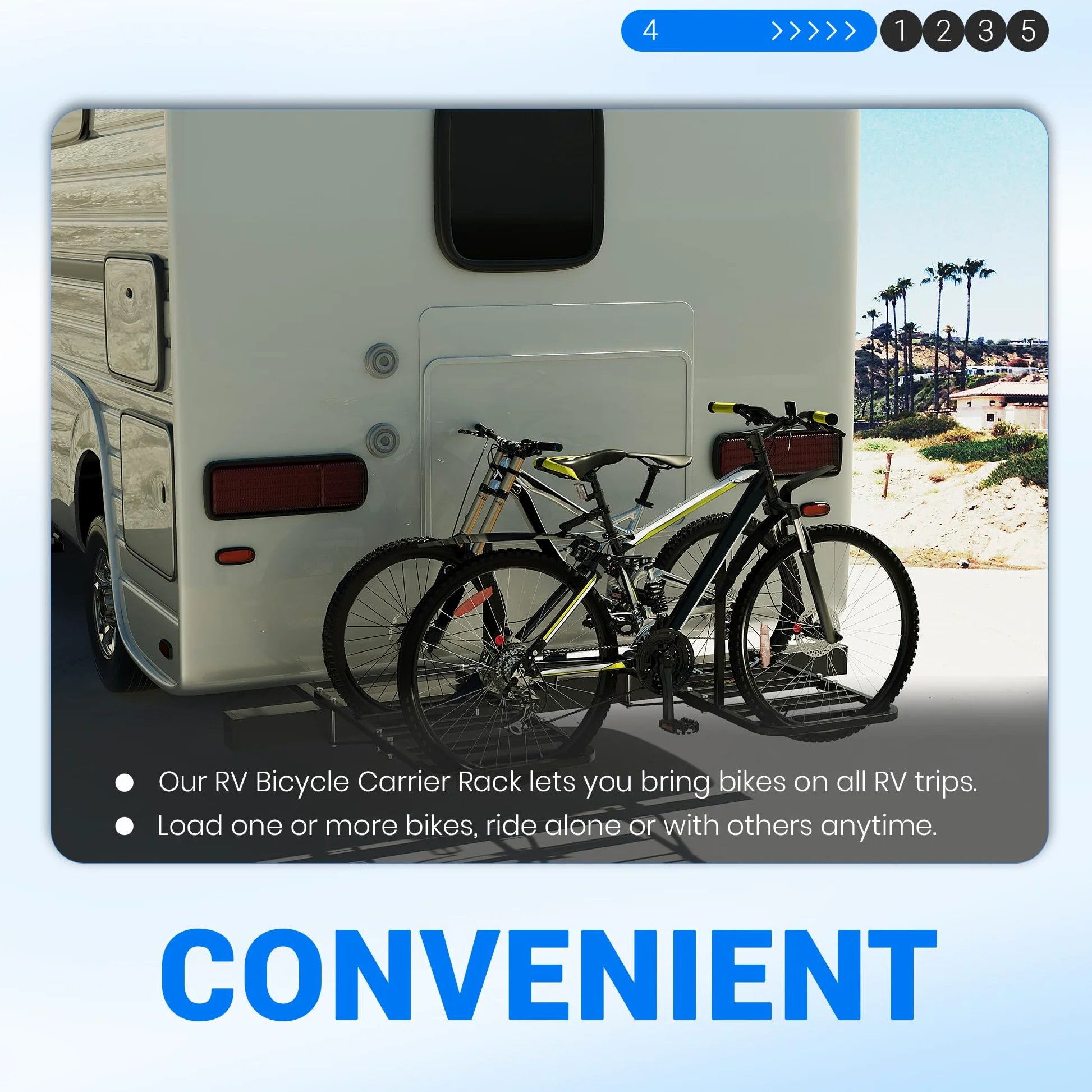 ECOTRIC Portabicicletas para autocaravana, remolque trasero, para 1-4 bicicletas