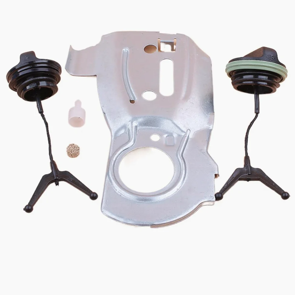 Kit de tapa de aceite de combustible con respiradero de ventilación de tanque de placa de bomba de aceite Compatible con modelos de motosierra 340 345 350 2150 2145 2141