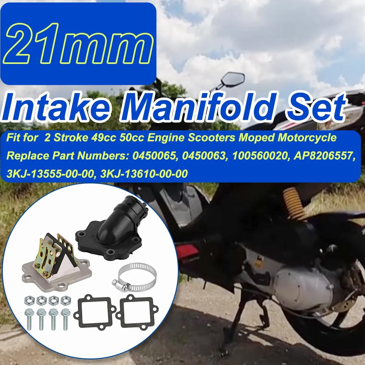 Juego de juntas para válvula de láminas del colector de admisión de motocicletas para Aprilia SR50 para Yamaha Aerox Jog 50 para Polaris motores de 2 tiempos 49 cc 50 cc scooters ciclomotores