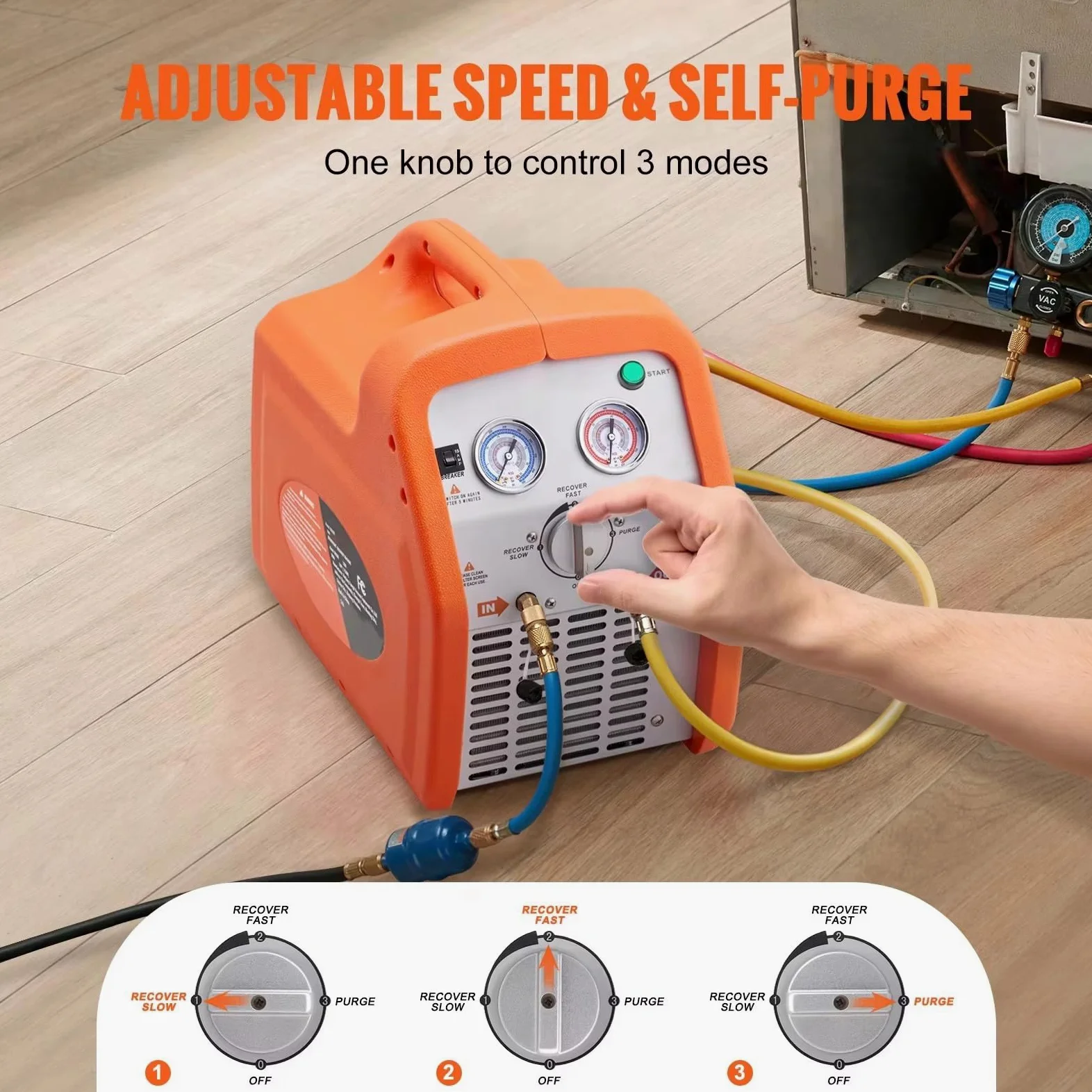 Máquina de recuperación de refrigerante de doble cilindro portátil 220-240 V 50 Hz para coche de vapor y aire acondicionado, solución de recuperación eficiente para sistemas