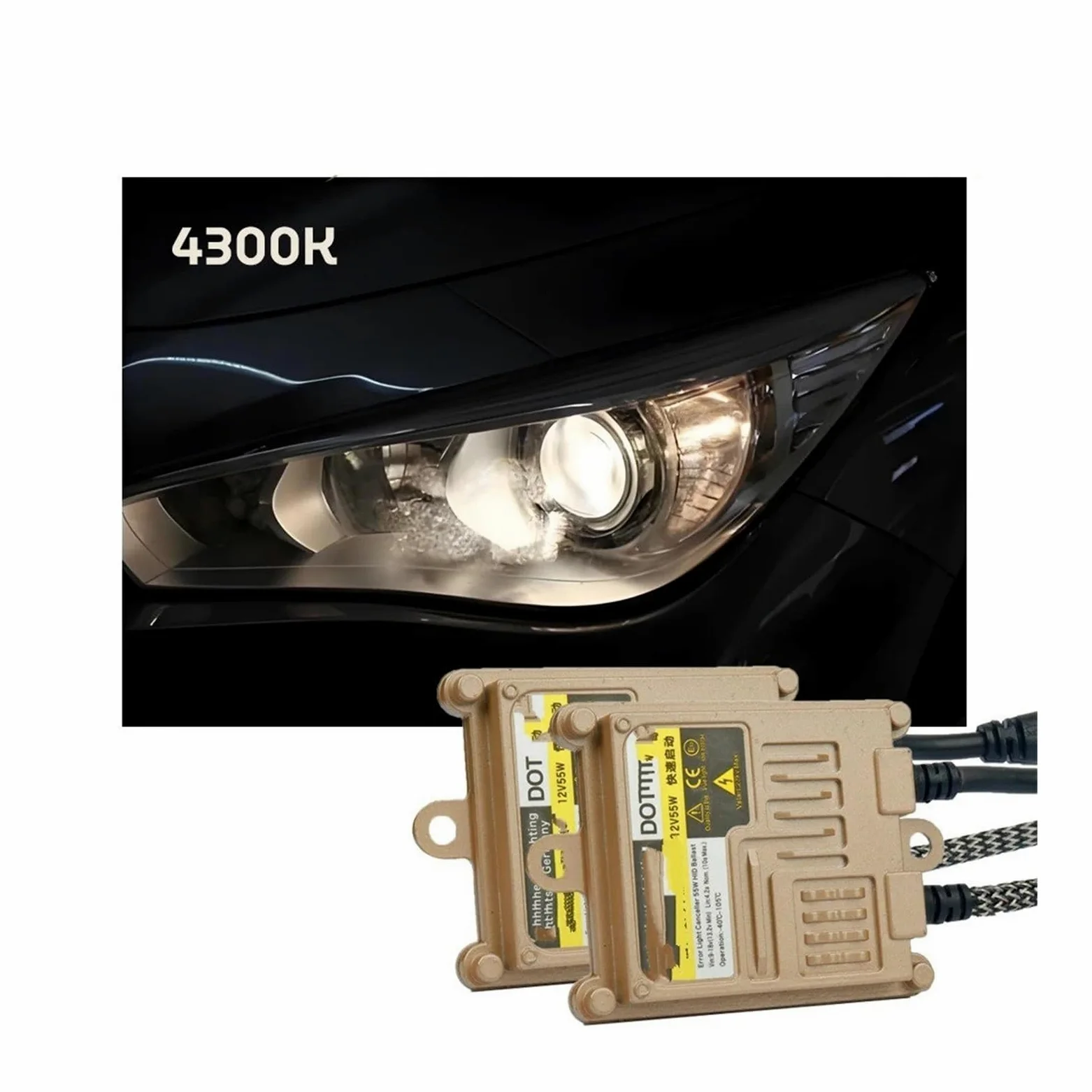 Xenon Ballast Hid H4 Bi Xenon Ballast HID Inicio Rápido 55W Kit H1 H3 H7 H11 H27 880 9005HB3 9006HB4 Lámpara Bombillas Faros Delanteros Coche(4300K,H7)