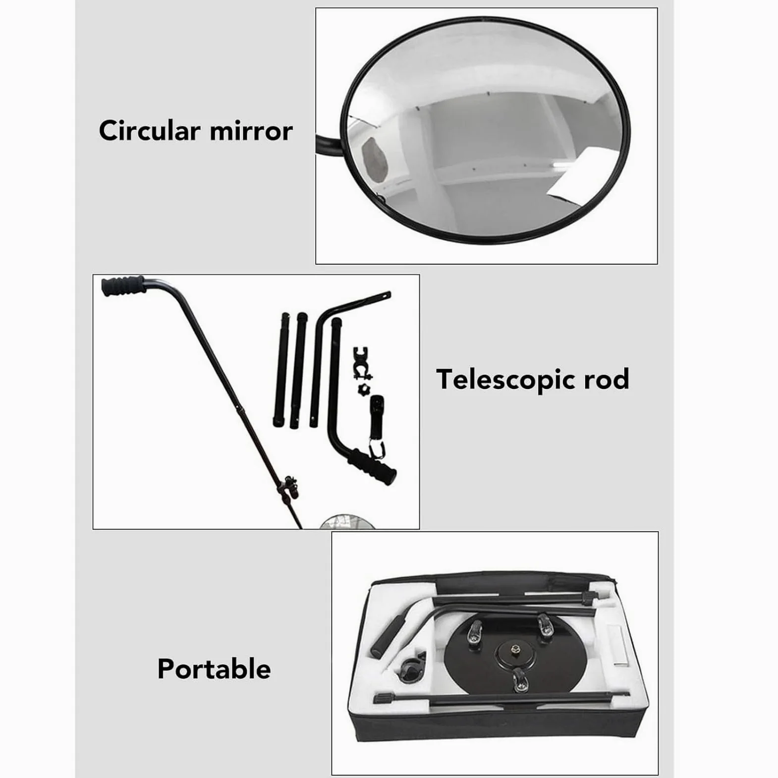 Espejo De Inspección De Bajos De Vehículos con Luz Led, Escalable, Ajustable, Control De Seguridad, Búsqueda Convexa para Equipos De Camiones.