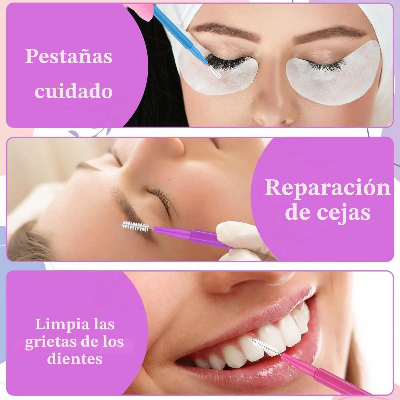 Prasacco cejas y pestañas 50 unidades peine multifunción laminación cejas elevación pestañas herramientas extensión