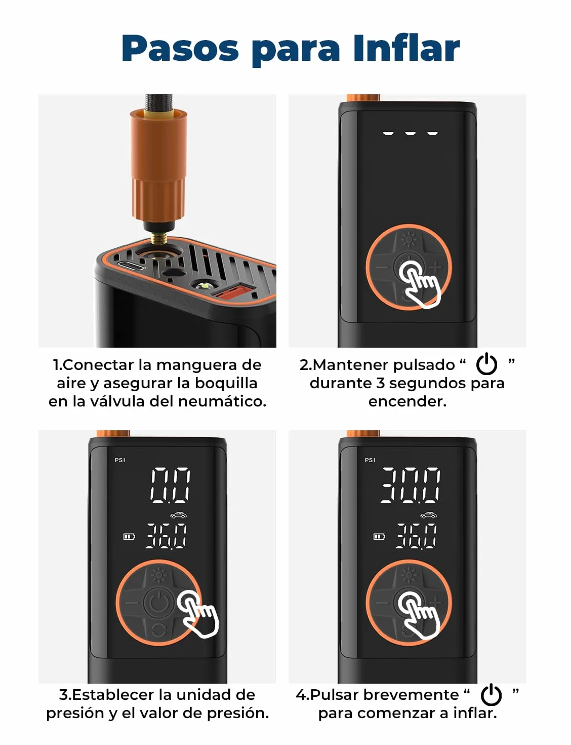 Oasser Compresor Aire Portatil 6000mAh 150PSI Inflador Ruedas Coche Pequeño Pantalla LCD Doble Visualización Cable Encendedor 3M Parada Automática Bolsa Almacenamiento para Coche Moto Bicicleta Bola