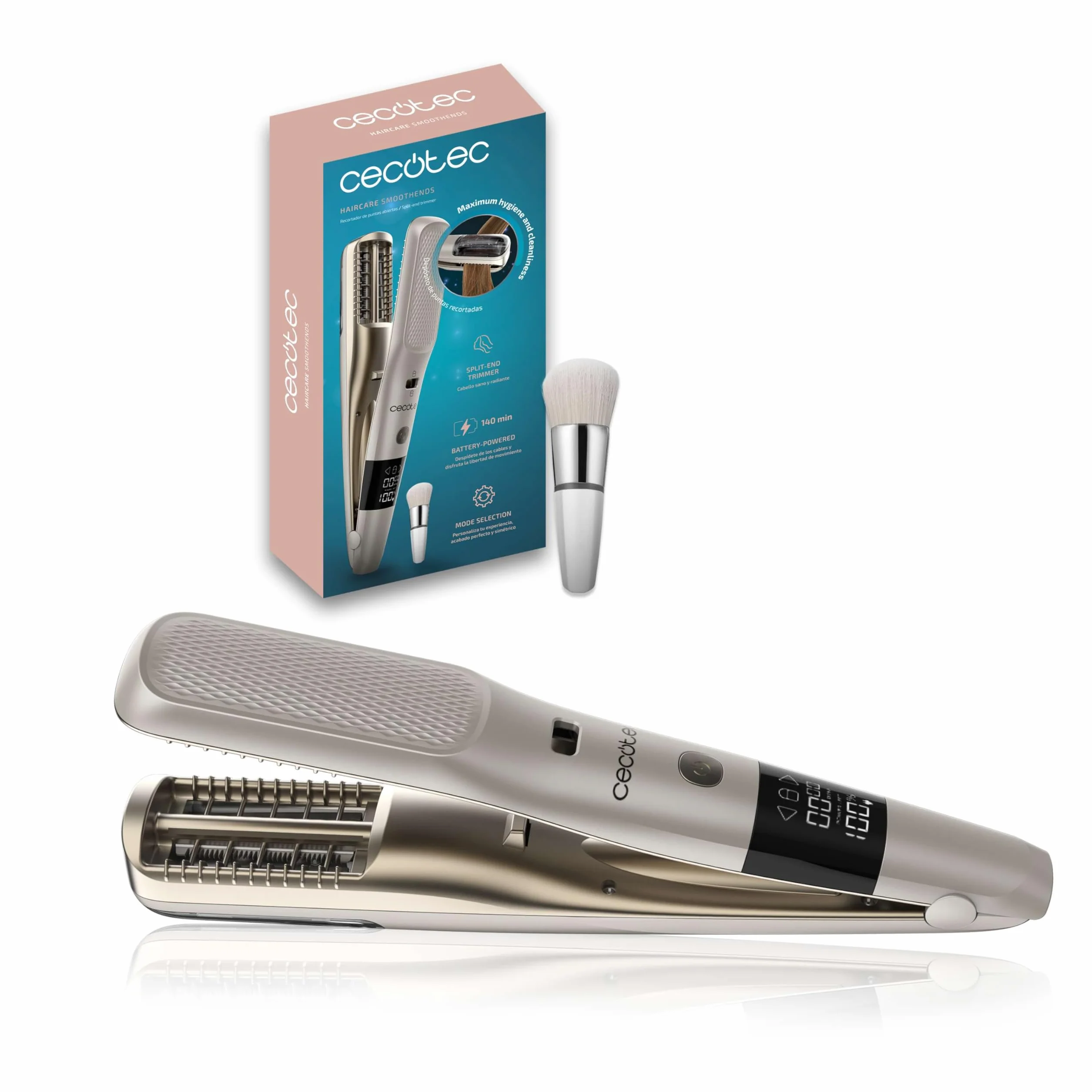 Cecotec HairCare SmoothEnds Inalámbrico Recortadora de Puntas Eliminador Puntas Abiertas, Autonomía 140mins