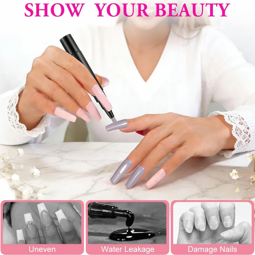Gel Nail Polish Pen 3 en 1 5 ml * 6 Piezas Quick Dry Lápiz De Esmalte De Uñas