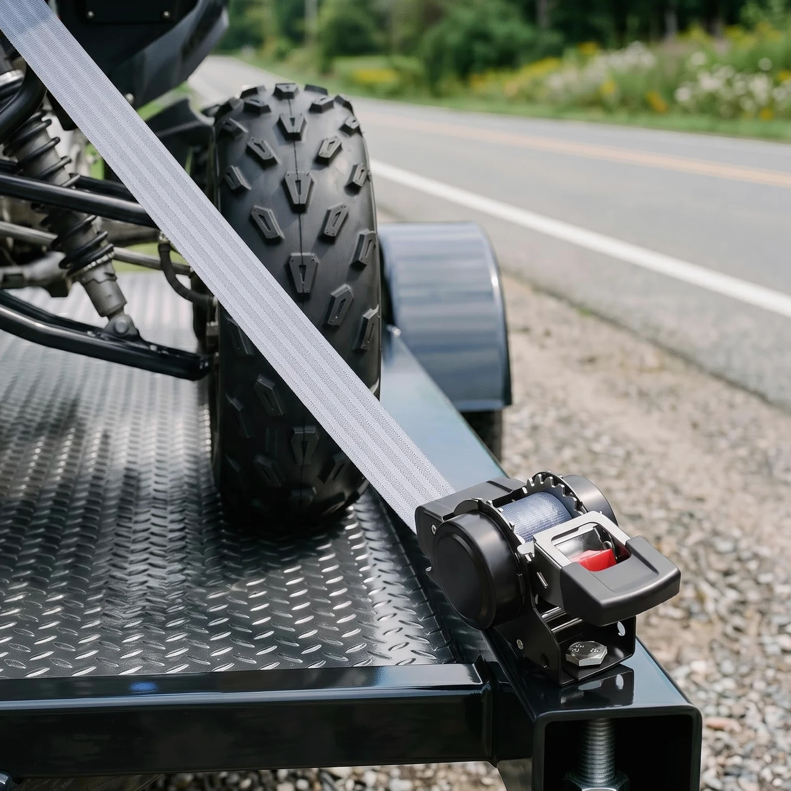 Paquete de 2 correas de trinquete retráctiles (1.5 pulgadas x 12 pies), correas de carga para maletero, motocicletas de garaje, ATV, remolques-WLL1,46.3 kg, BS: 1.0 kg (negro)