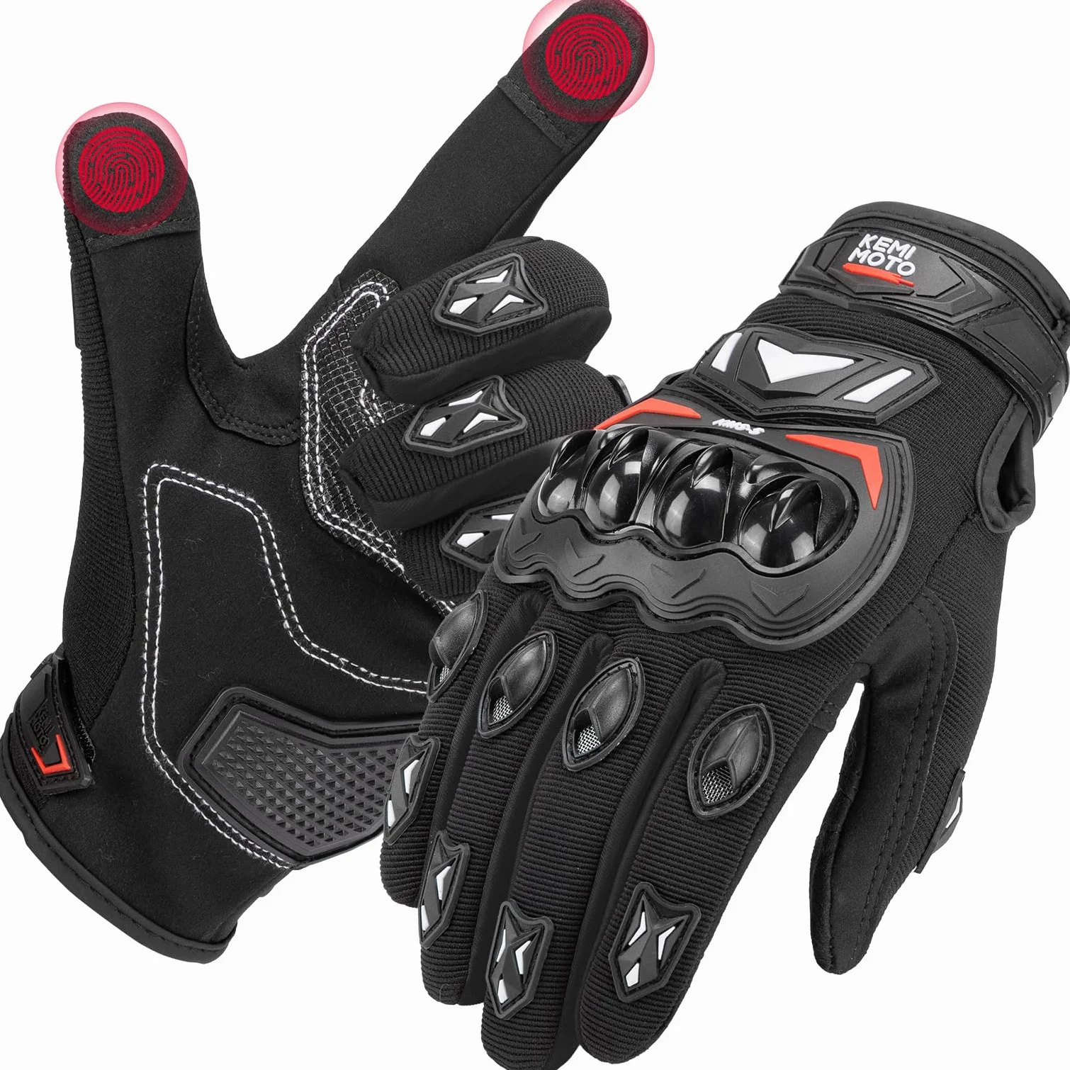 KEMIMOTO Guantes Moto Verano Resistencia al Impacto Deportivos Protectores Transpirables Palma Antideslizante Pantalla Táctil