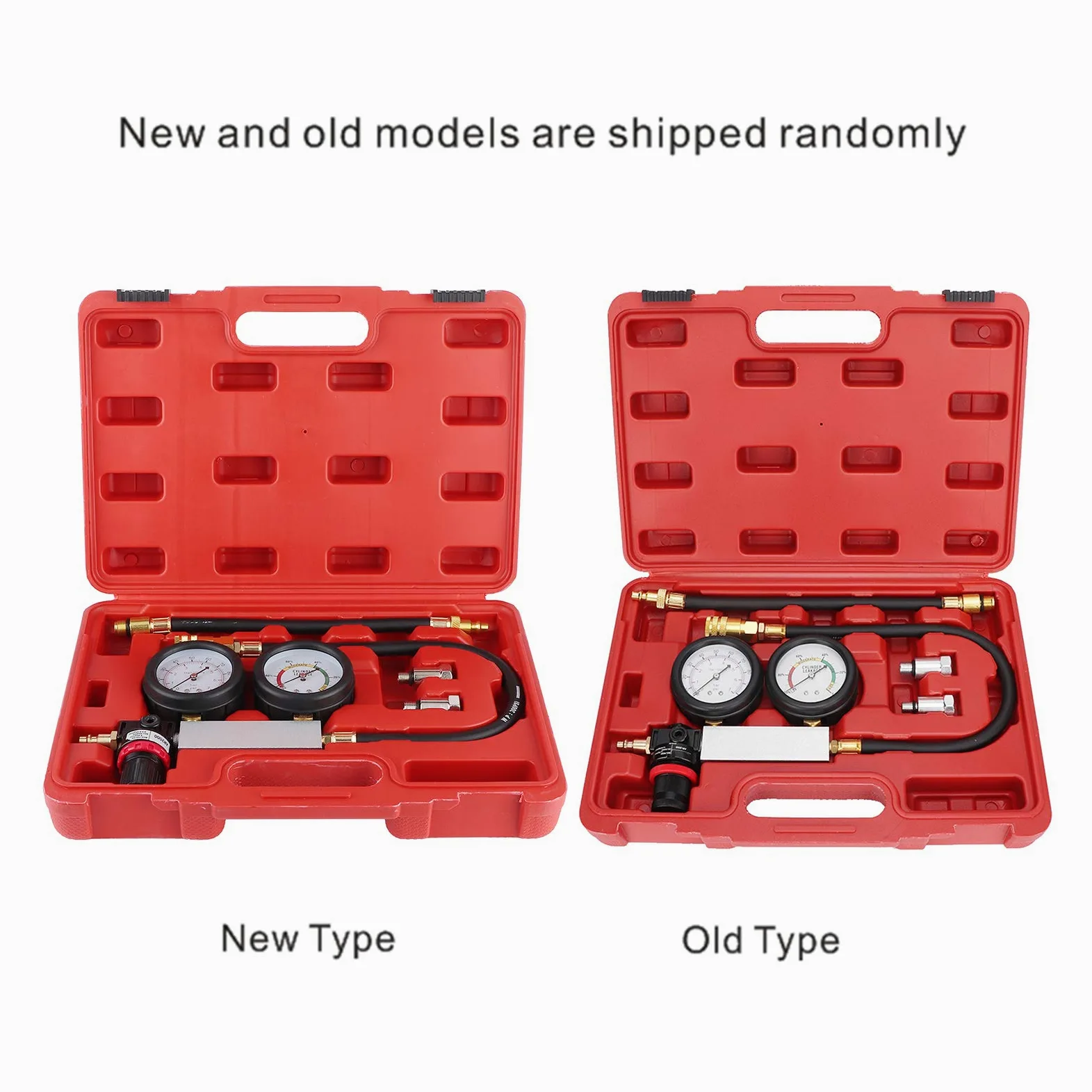 Kit de comprobador de Fugas de Cilindros, Kit Detector de Fugas de compresión con manómetro Doble, comprobador de compresión de Motores de Gasolina