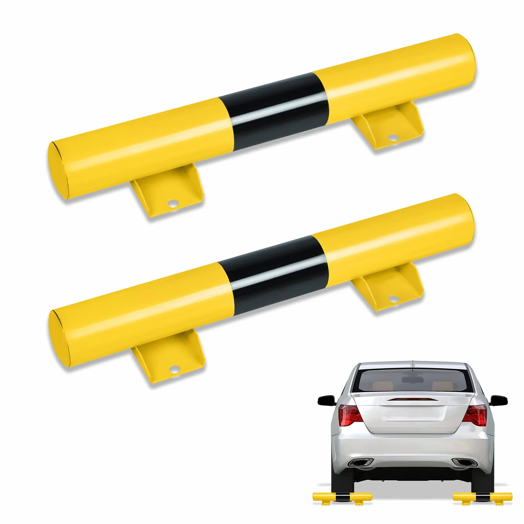 Froadp 2 topes de rueda para aparcamiento de coche, de acero engrosado, con 8 tornillos de expansión, accesorios de coche, tope de garaje para aparcamiento y garajes