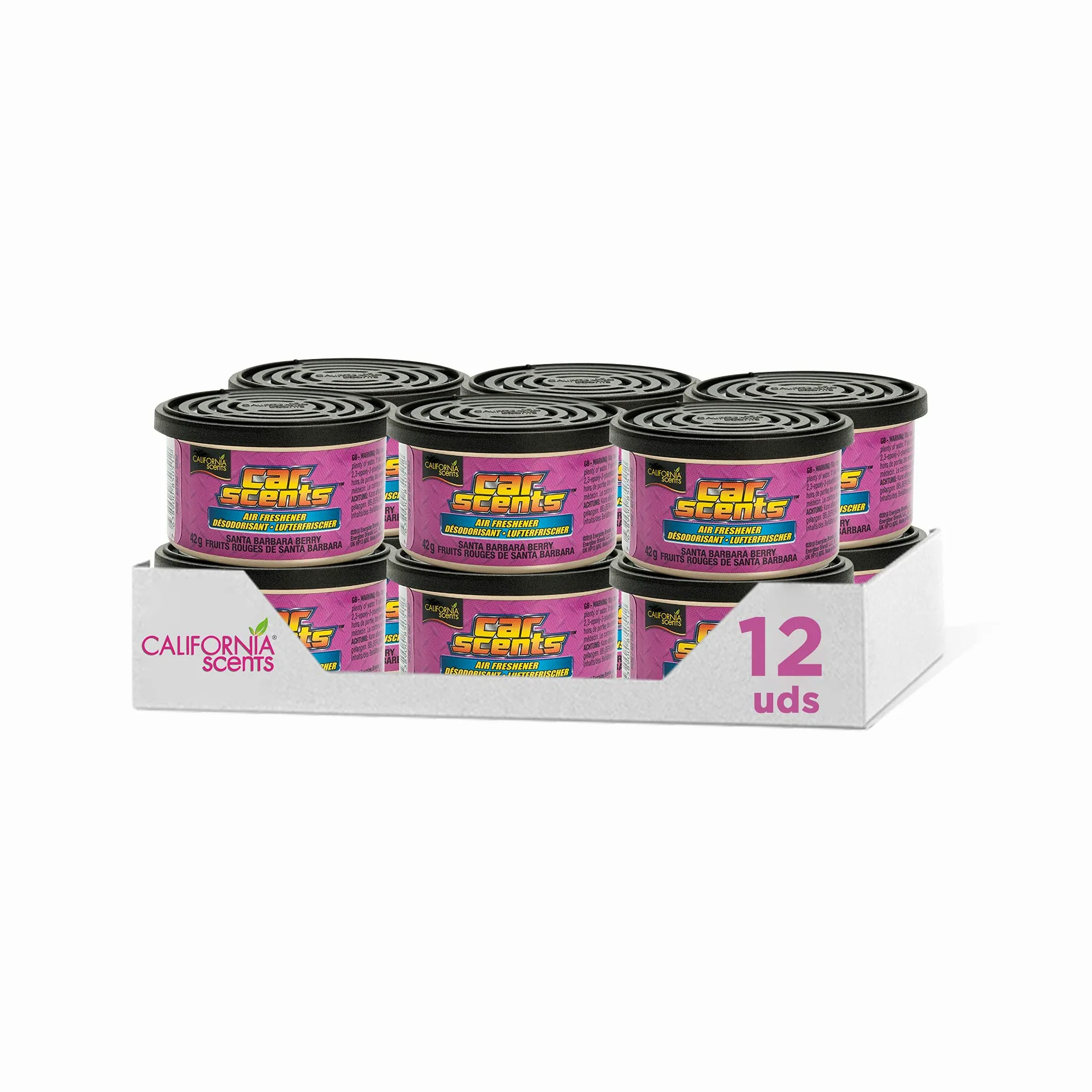 California Scents - Ambientadores de Coche con Fragancia, Olor y Esencias a Bárbara Berry, Olor de las Moras de Barbara Berry para Coche, Pack 12 Latas